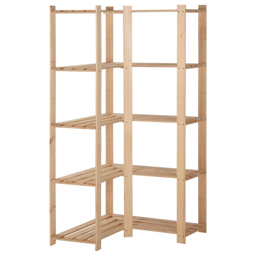 vidaXL 5 szintes tömör fenyőfa sarok-tárolóállvány 825x825x170 cm