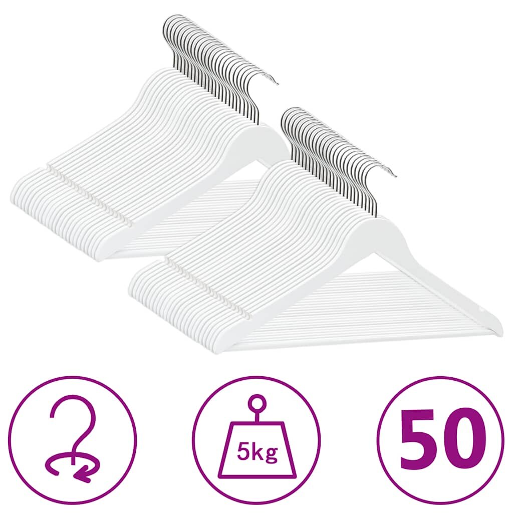 vidaXL 50 db fehér csúszásmentes keményfa ruhaakasztó