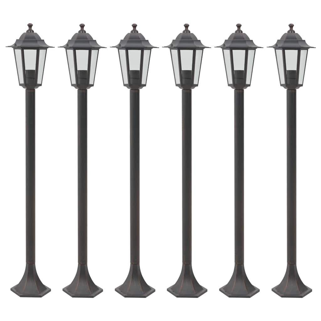 vidaXL 6 db bronzszínű alumínium kerti állólámpa E27 110 cm