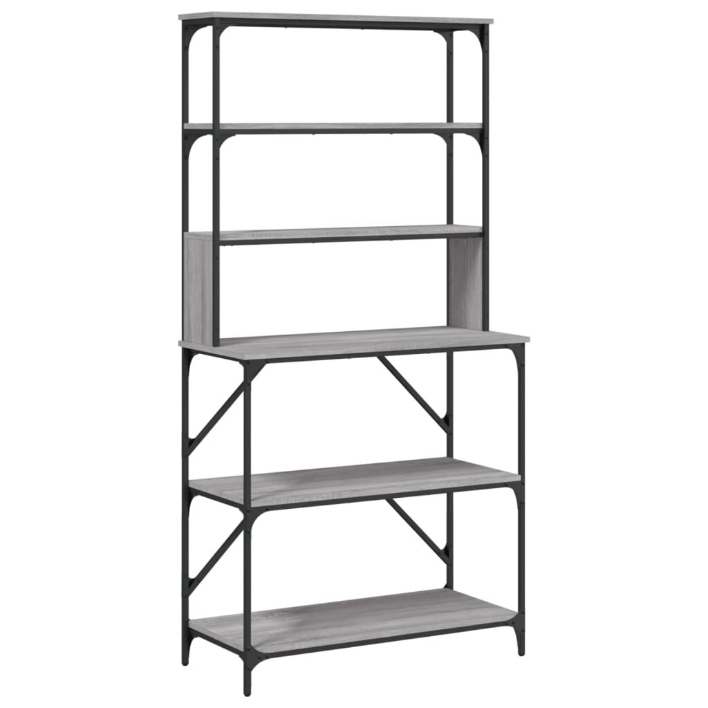 vidaXL 6 szintes szürke sonoma színű szerelt fa pékállvány 90x40x180cm