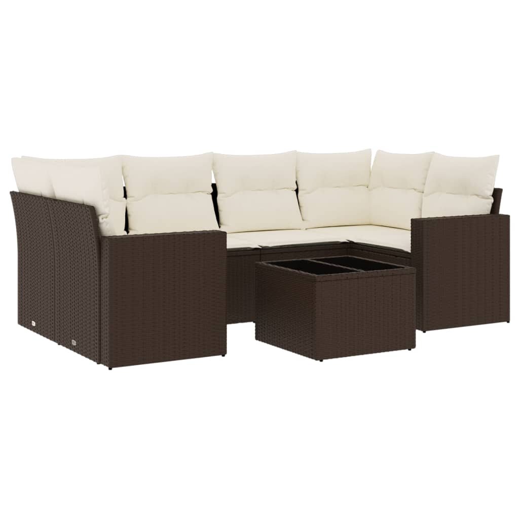 vidaXL 7 részes barna polyrattan kerti ülőgarnitúra párnákkal