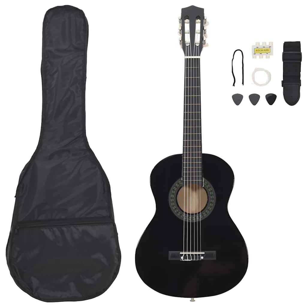 vidaXL 8 darabos fekete klasszikus gitár kezdőkészlet 1/2 34