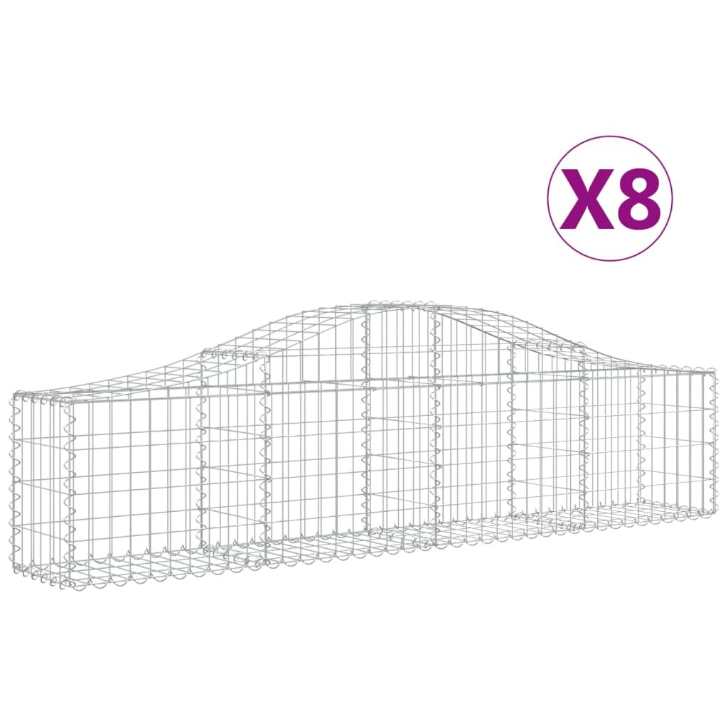 vidaXL 8 db íves horganyzott vas gabion kosár 200x30x40/60 cm