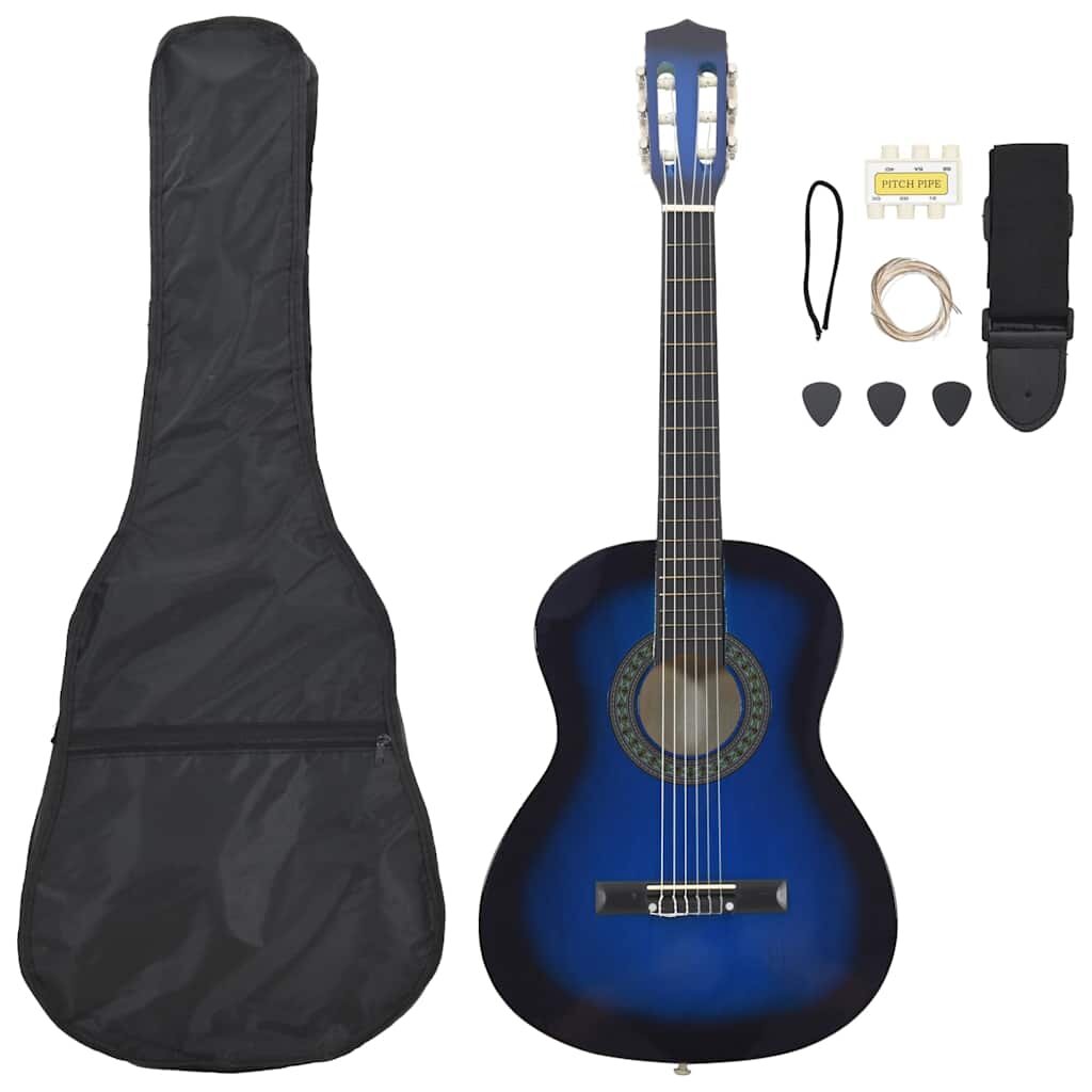 vidaXL 8 részes kék klasszikus gitárszett kezdőknek 3/4 36