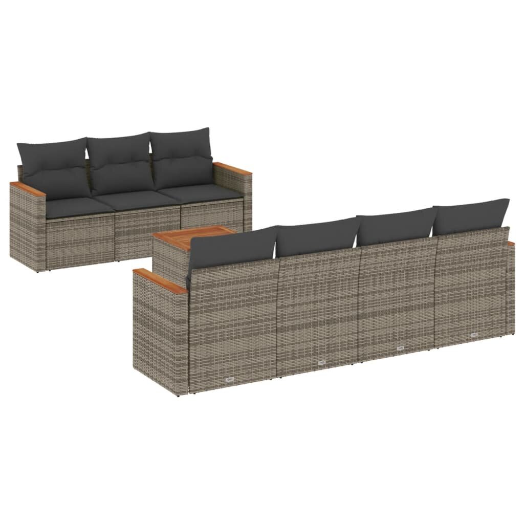 vidaXL 8 részes szürke polyrattan kerti ülőgarnitúra párnákkal