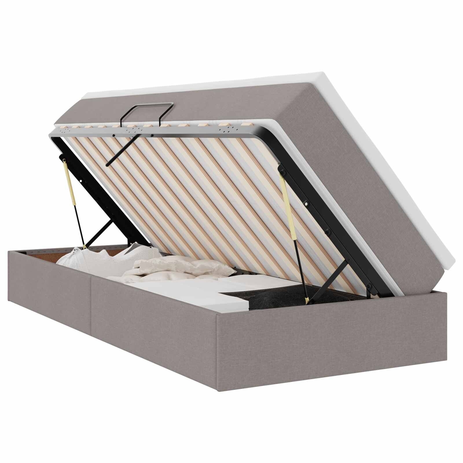 vidaXL Ágy tárolóval és matraccal Tópszínű 90 x 200 cm Poliészter