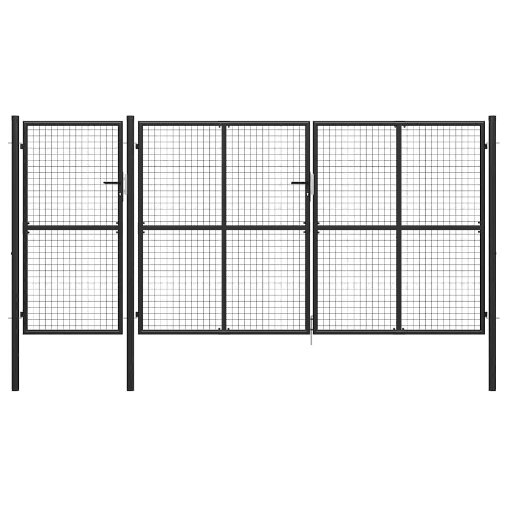 vidaXL antracit színű acél kerti kapu 400 x 150 cm