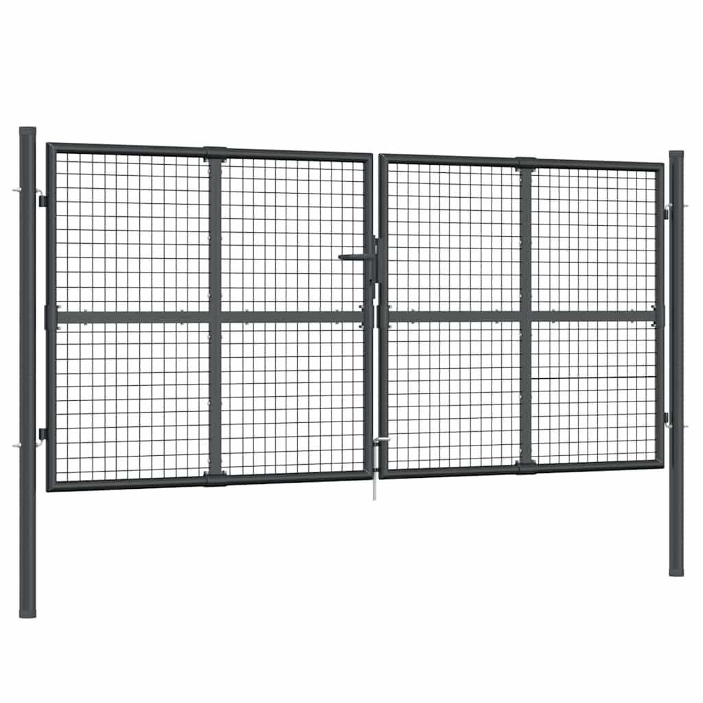 vidaXL antracit színű horganyzott acél hálós kerti kapu 300 x 125 cm