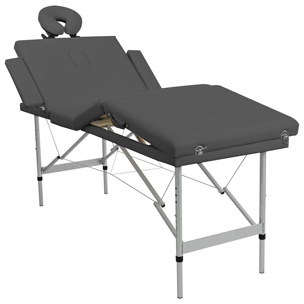 vidaXL antracitszürke 4 zónás masszázsasztal alumíniumvázzal 186x68 cm