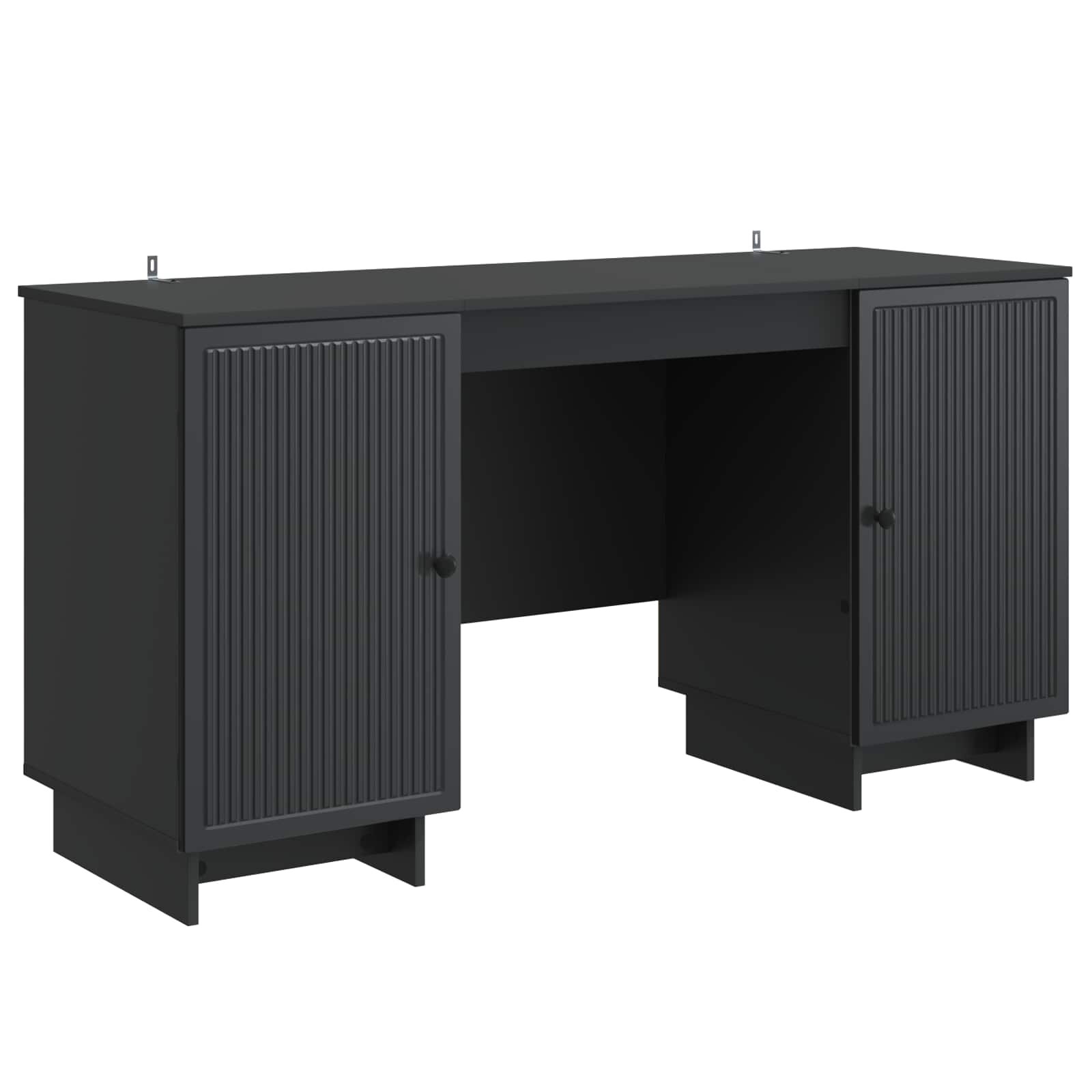 vidaXL Asztal Fekete Szerelt Fa 1425 x 50 x 75 cm