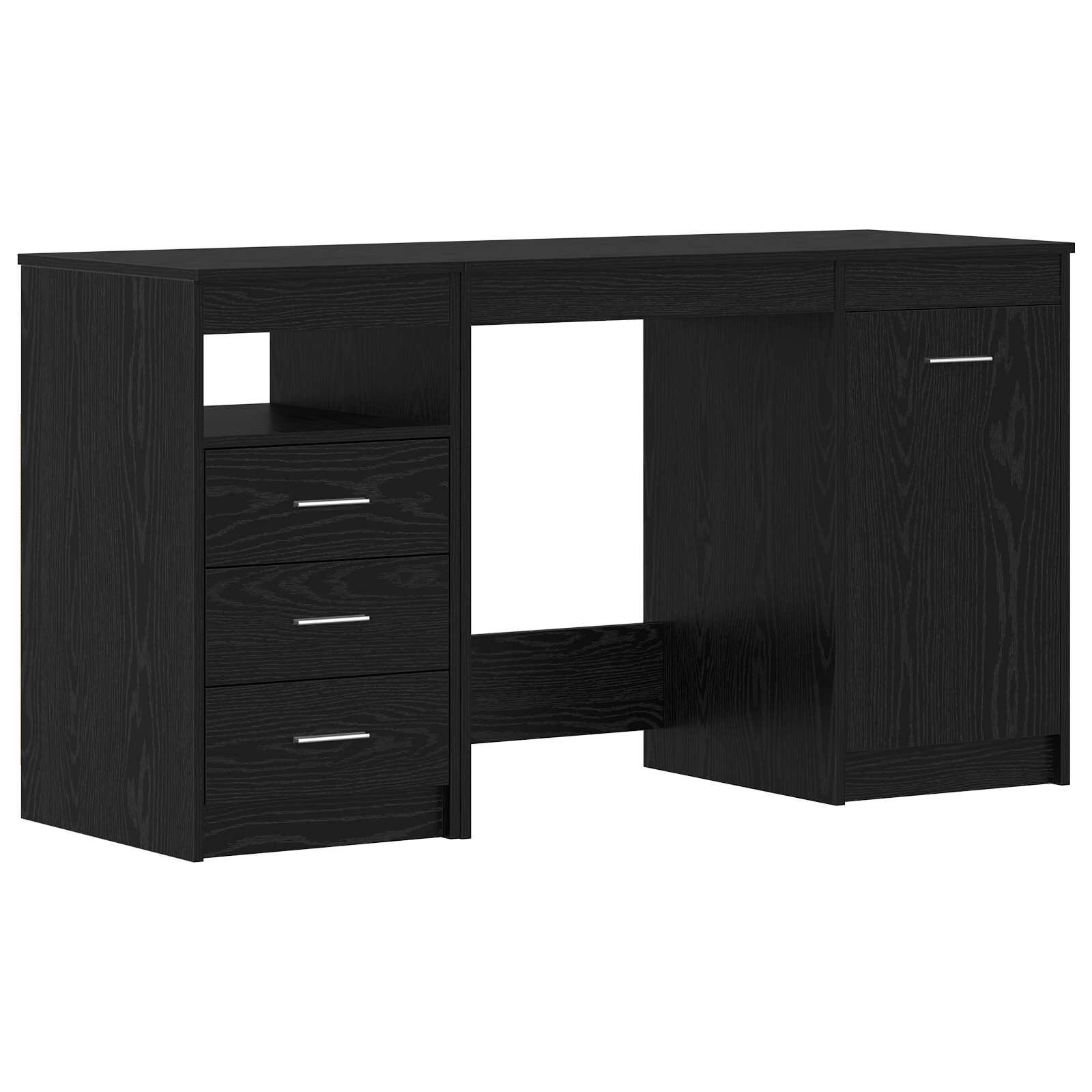 vidaXL Asztal fiókkal 2 db Fekete tölgy 140 x 50 x 76 cm Szerelt Fa