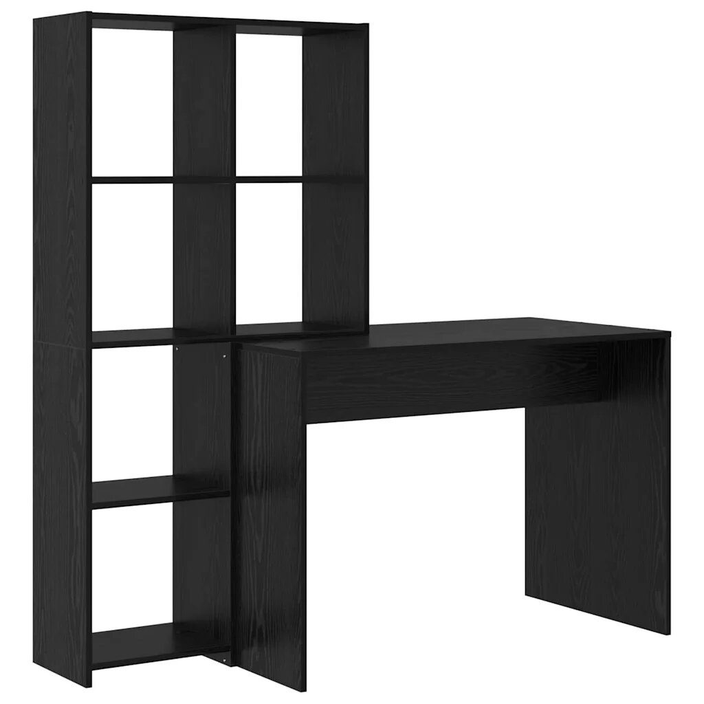 vidaXL Asztal polcokkal Fekete tölgy 1385 x 55 x 143 cm Szerelt Fa