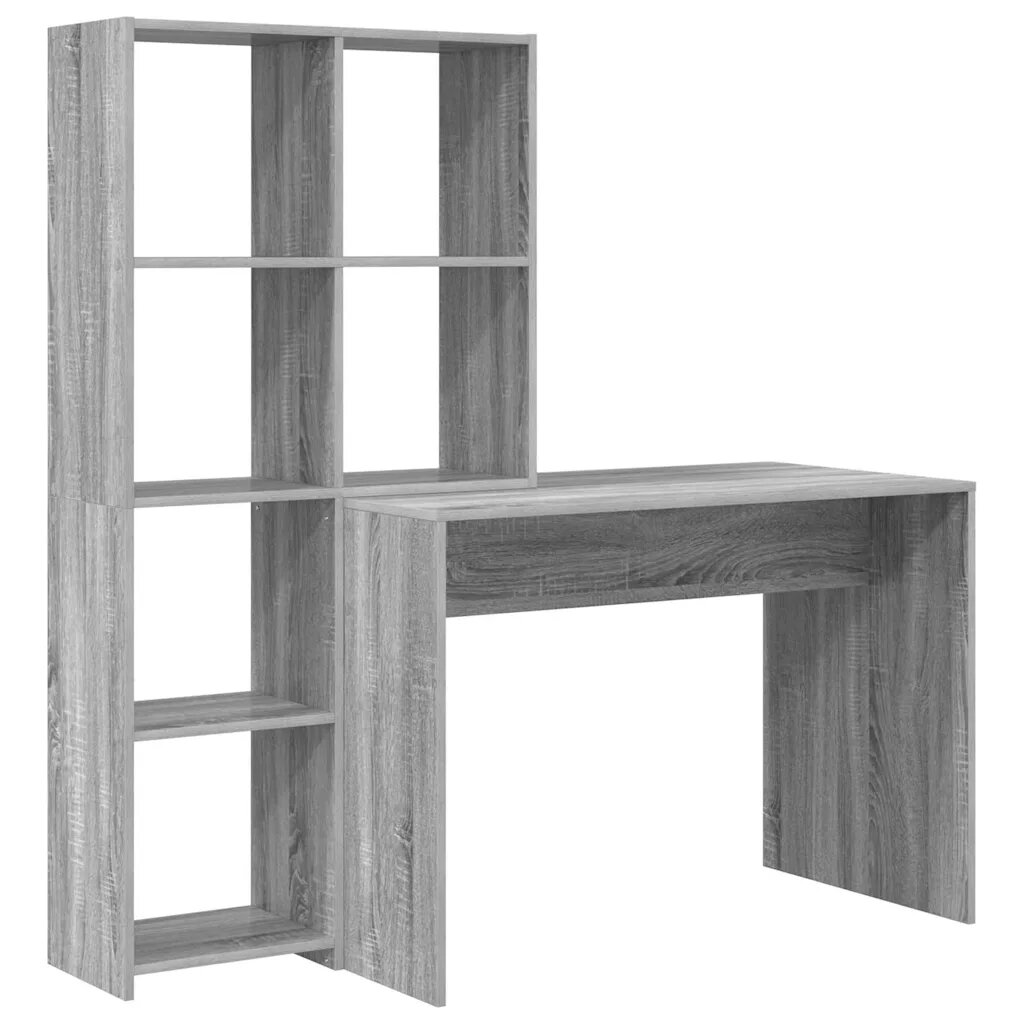 vidaXL Asztal polcokkal Szürke Sonoma 1385 x 55 x 143 cm Szerelt Fa
