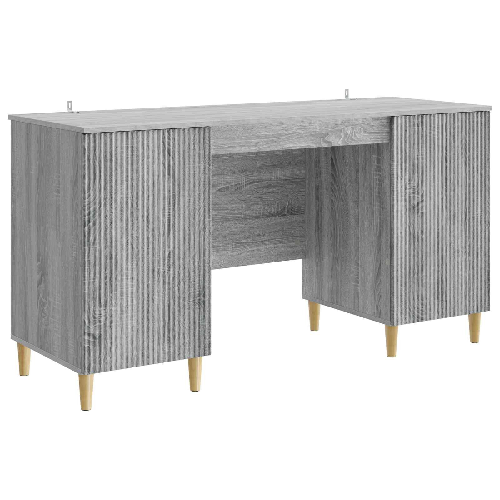vidaXL Asztal polcokkal Szürke Sonoma 1425 x 50 x 75 cm Szerelt Fa