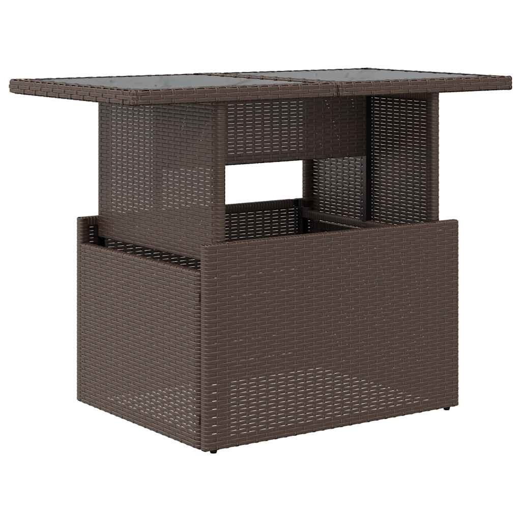 vidaXL barna polyrattan üveglapos kerti asztal 100 x 55 x 73 cm