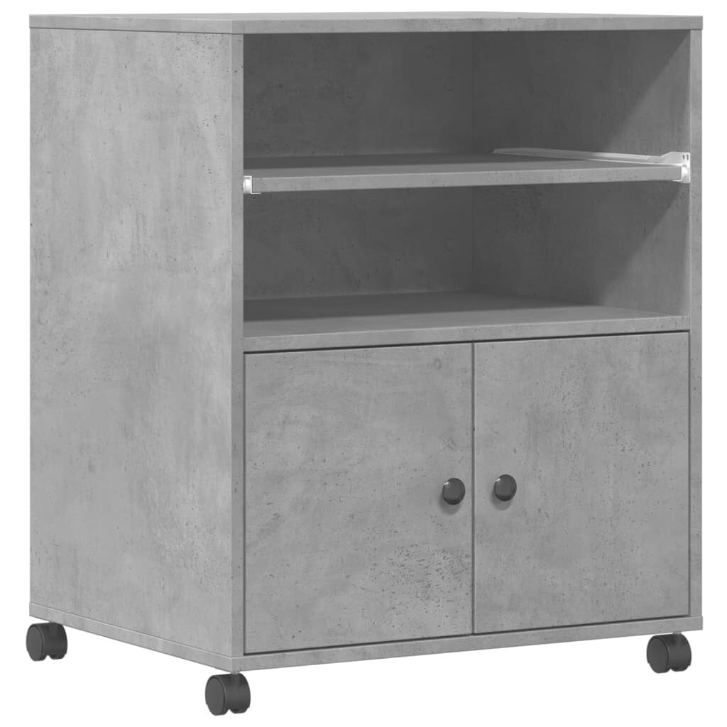 vidaXL betonszürke nyomtatóállvány kerekekkel 60x48x74 cm