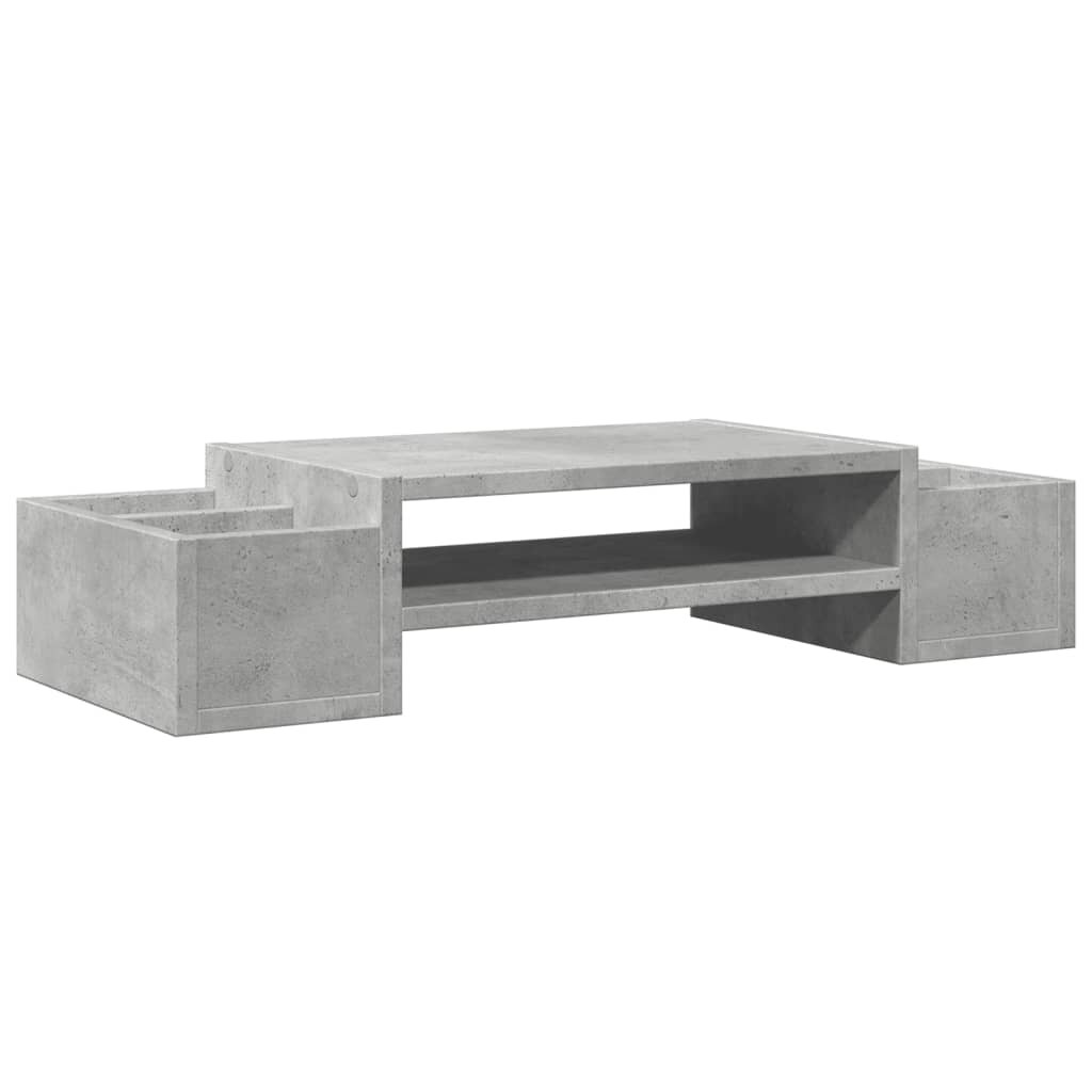 vidaXL betonszürke szerelt fa monitorállvány tárolóval 70 x 27 x 15 cm