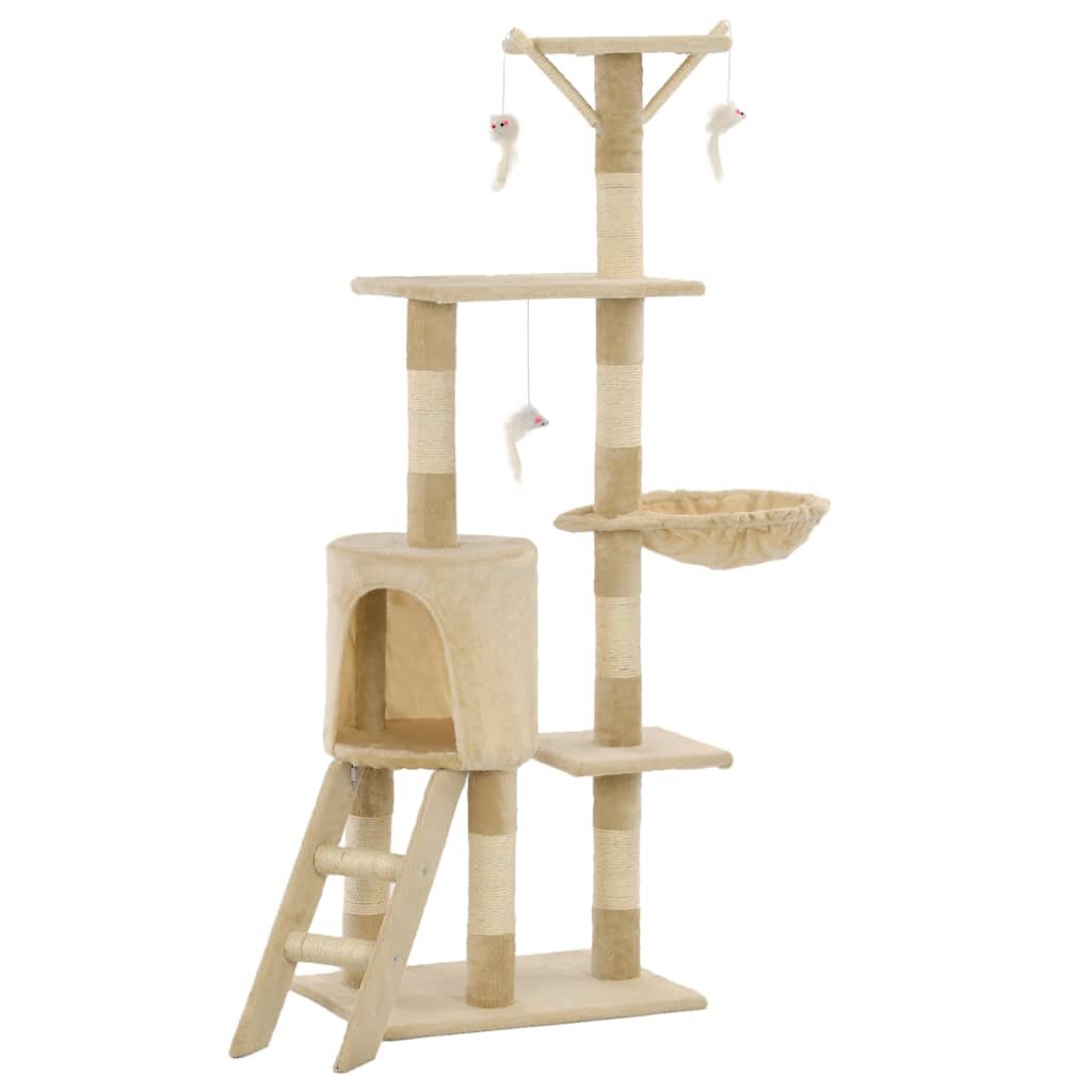 vidaXL bézs macskabútor szizál kaparófákkal 138 cm
