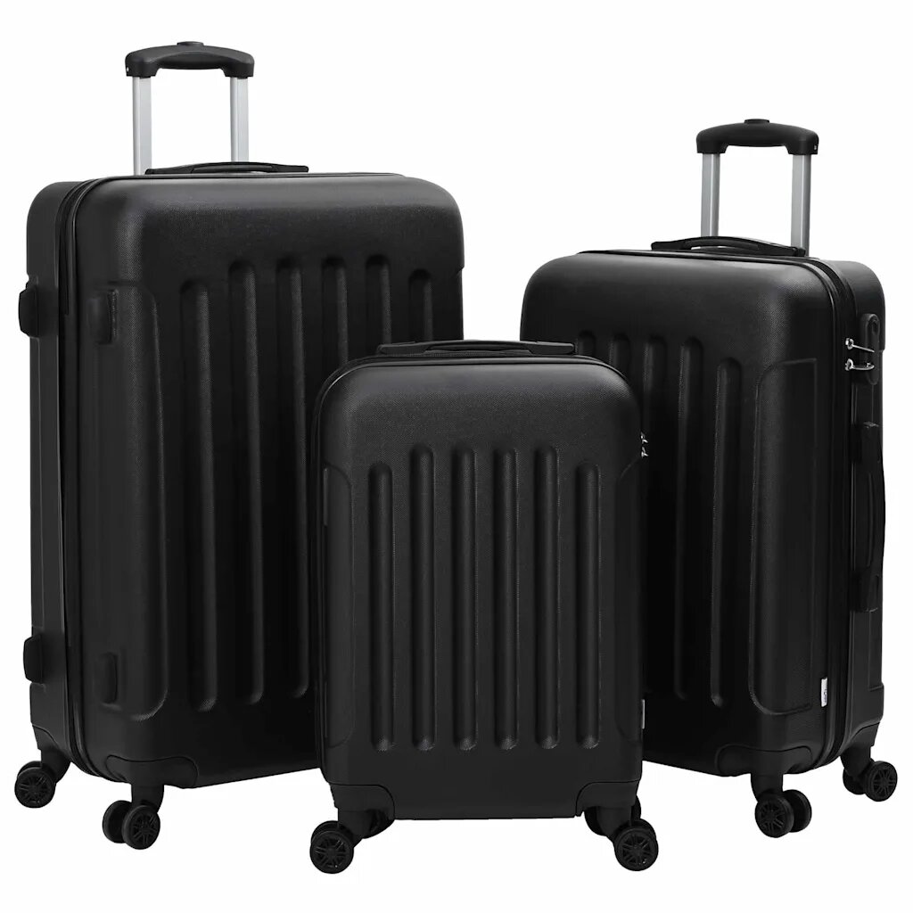 vidaXL Bőrönd zárral 3 db Fekete 50 x 31 x 78 cm ABS Műanyag