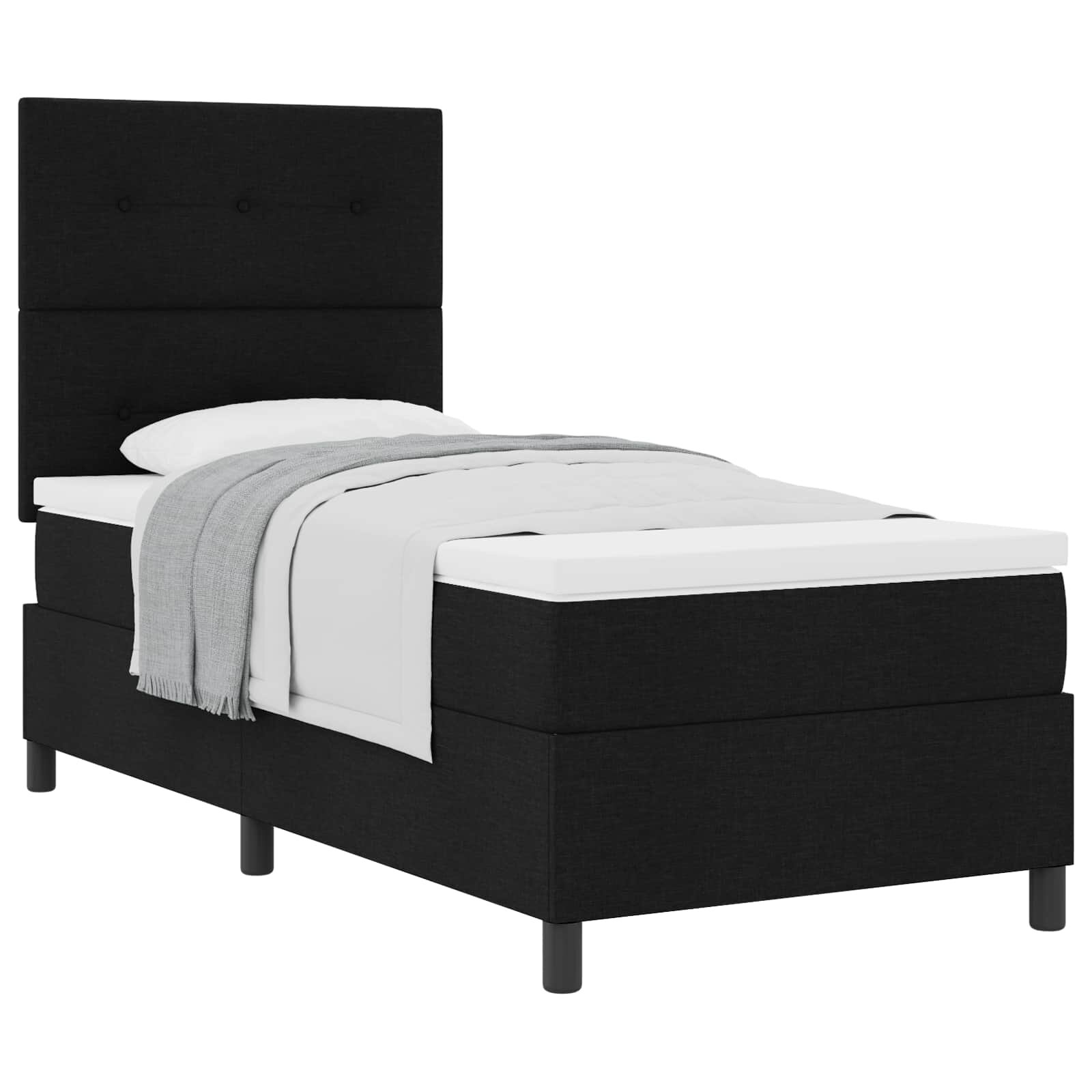 vidaXL Boxrugós ágy fejtámlával Fekete 100 x 200 cm szövet