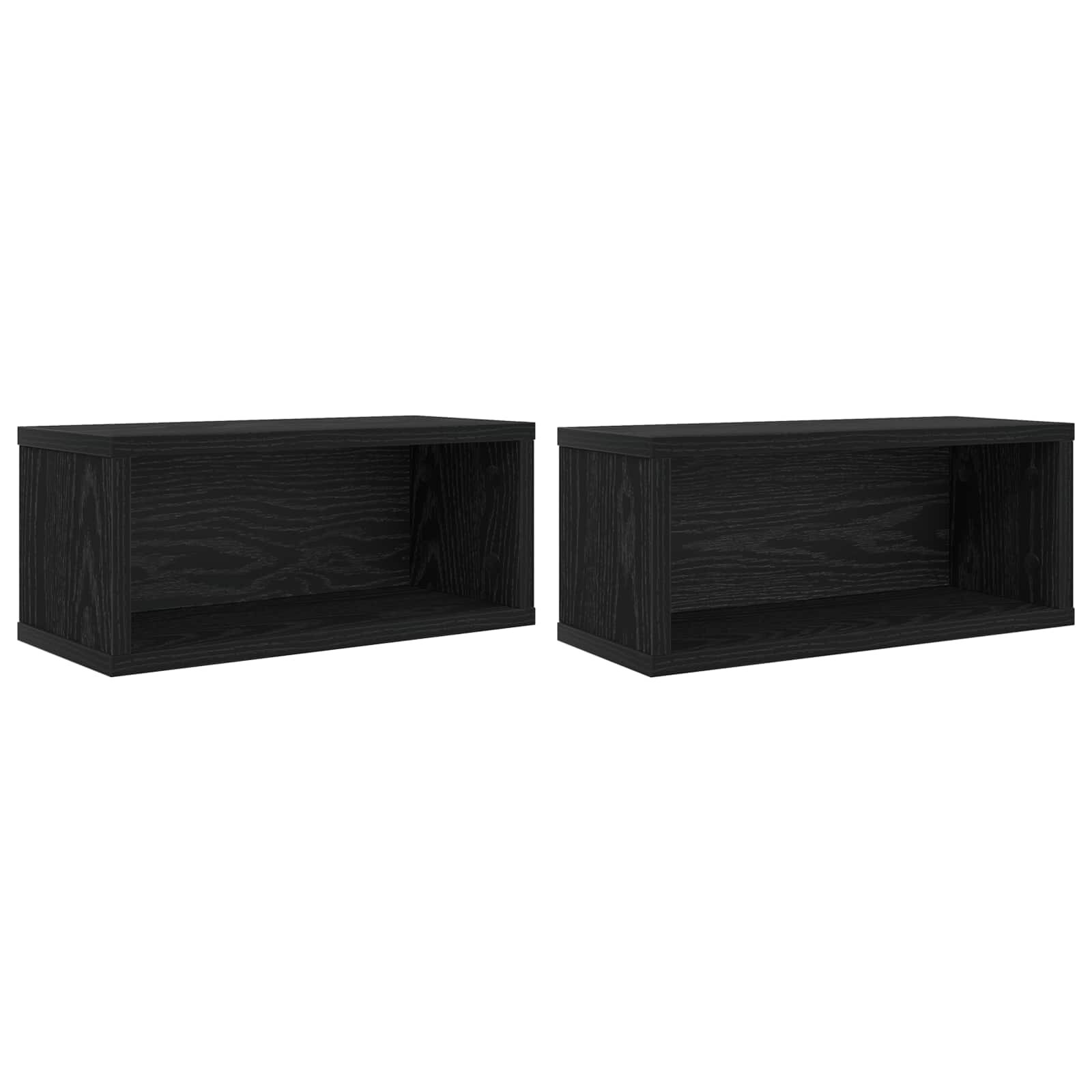 vidaXL CD tároló állvány 2 db Fekete Tölgy 40 x 17 x 17 cm Szerelt Fa