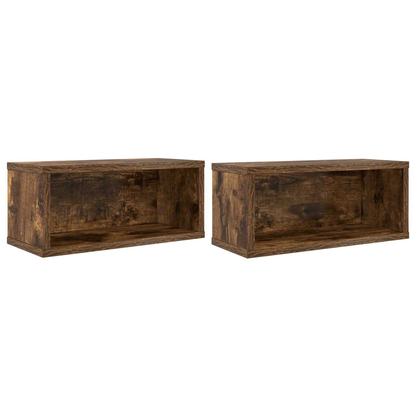 vidaXL CD tároló állvány 2 db Füstös Tölgy 40 x 17 x 17 cm Szerelt Fa