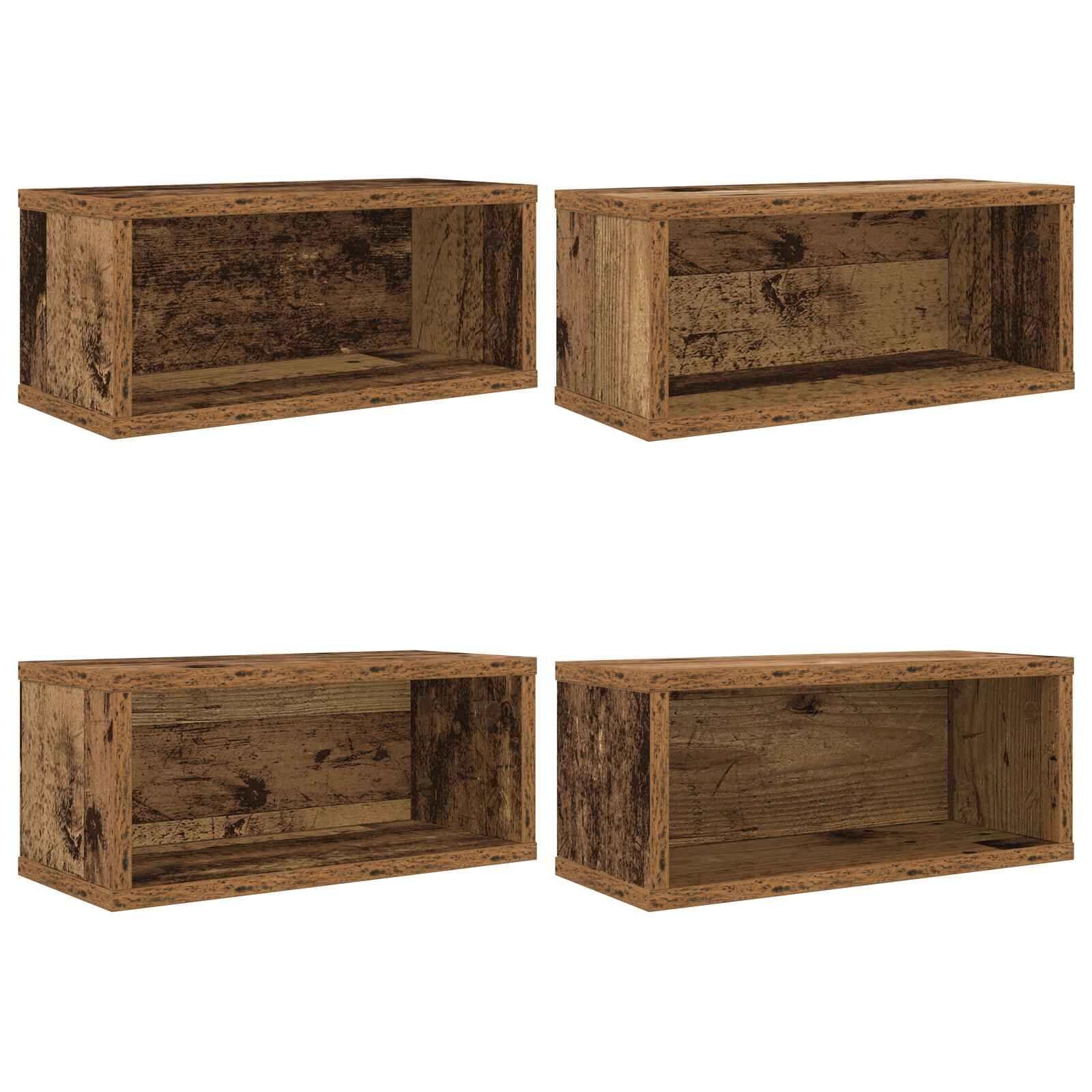 vidaXL CD tároló állvány 4 db Antik Fa 40 x 17 x 17 cm Szerelt Fa