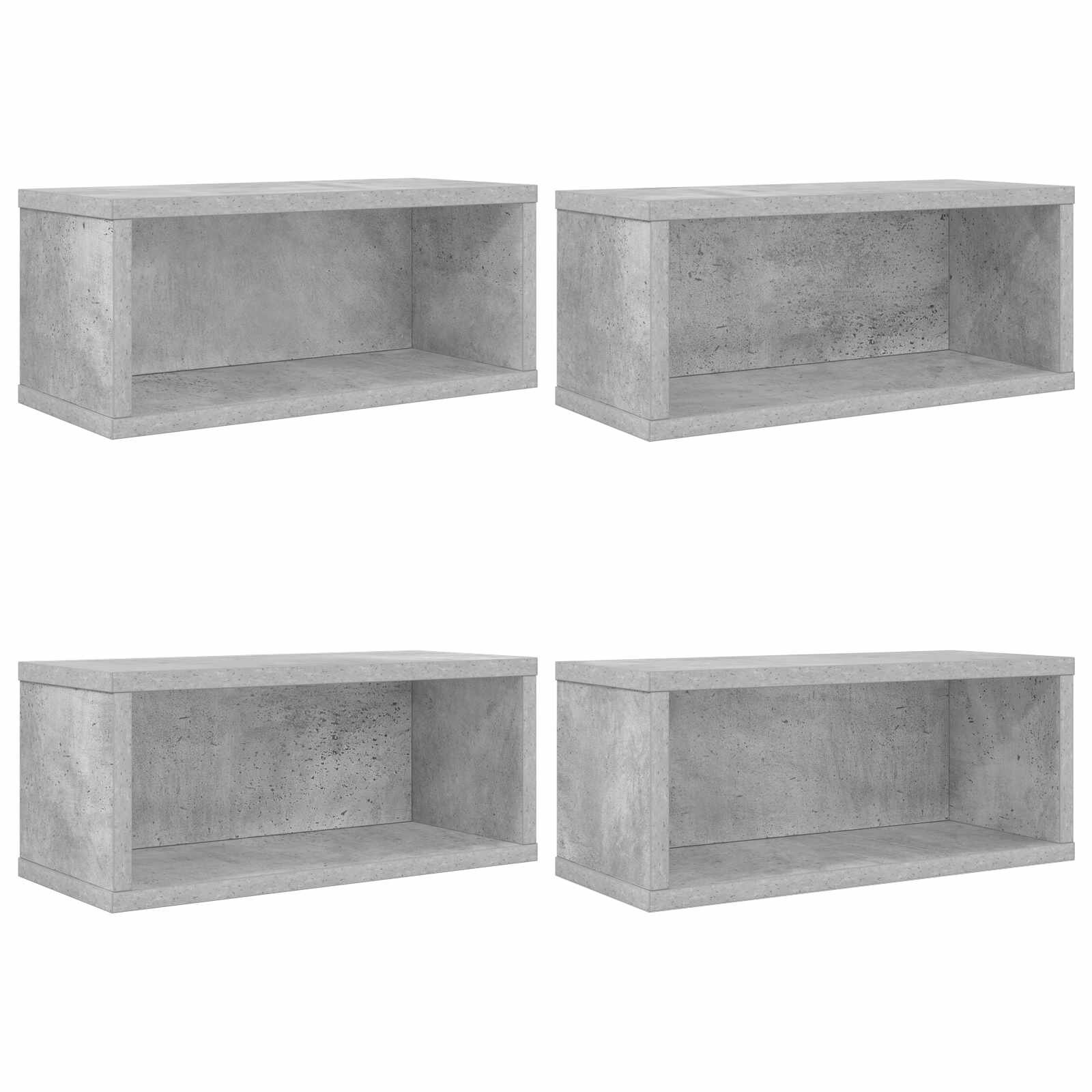 vidaXL CD tároló állvány 4 db Betonszürke 40 x 17 x 17 cm Szerelt Fa