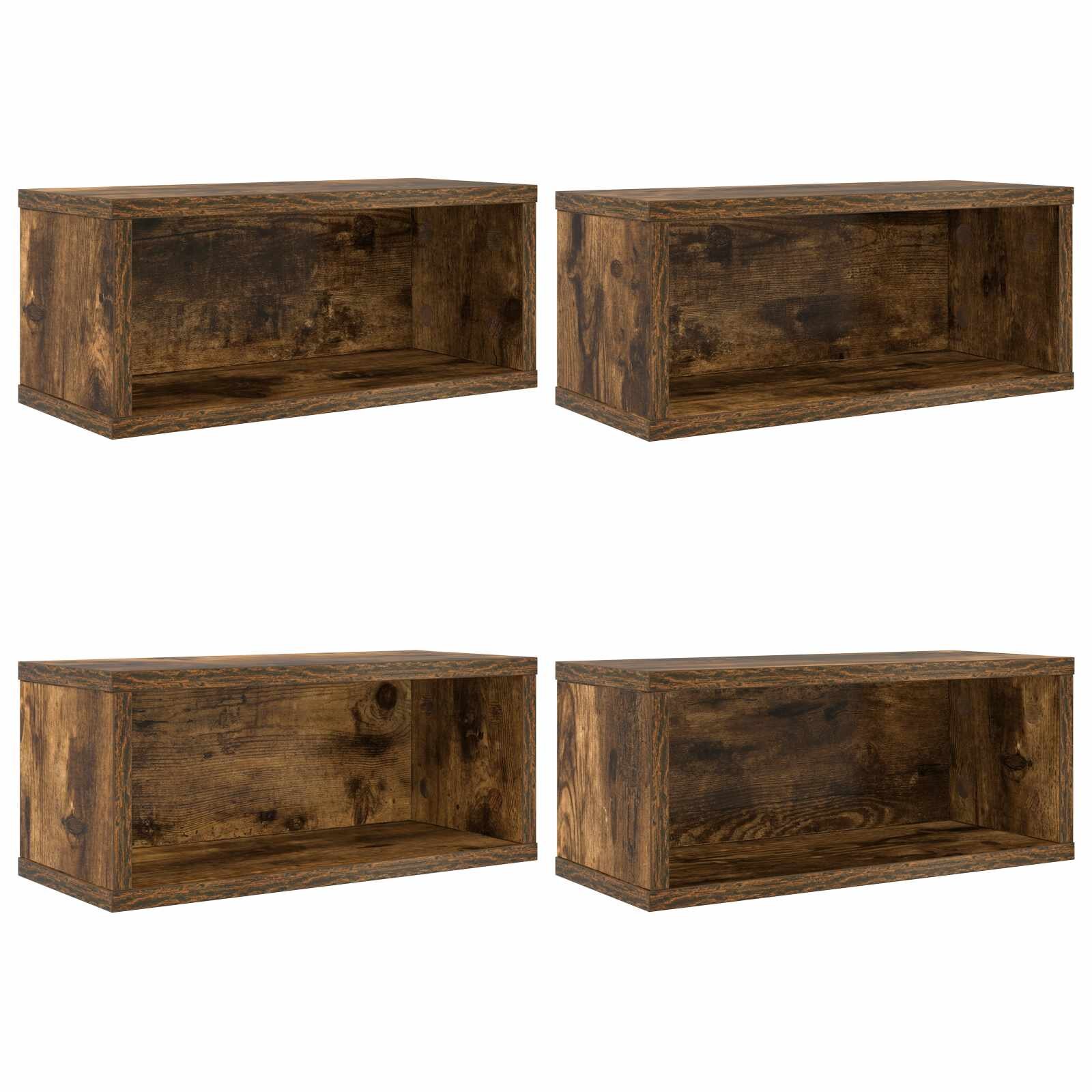 vidaXL CD tároló állvány 4 db Füstös Tölgy 40 x 17 x 17 cm Szerelt Fa
