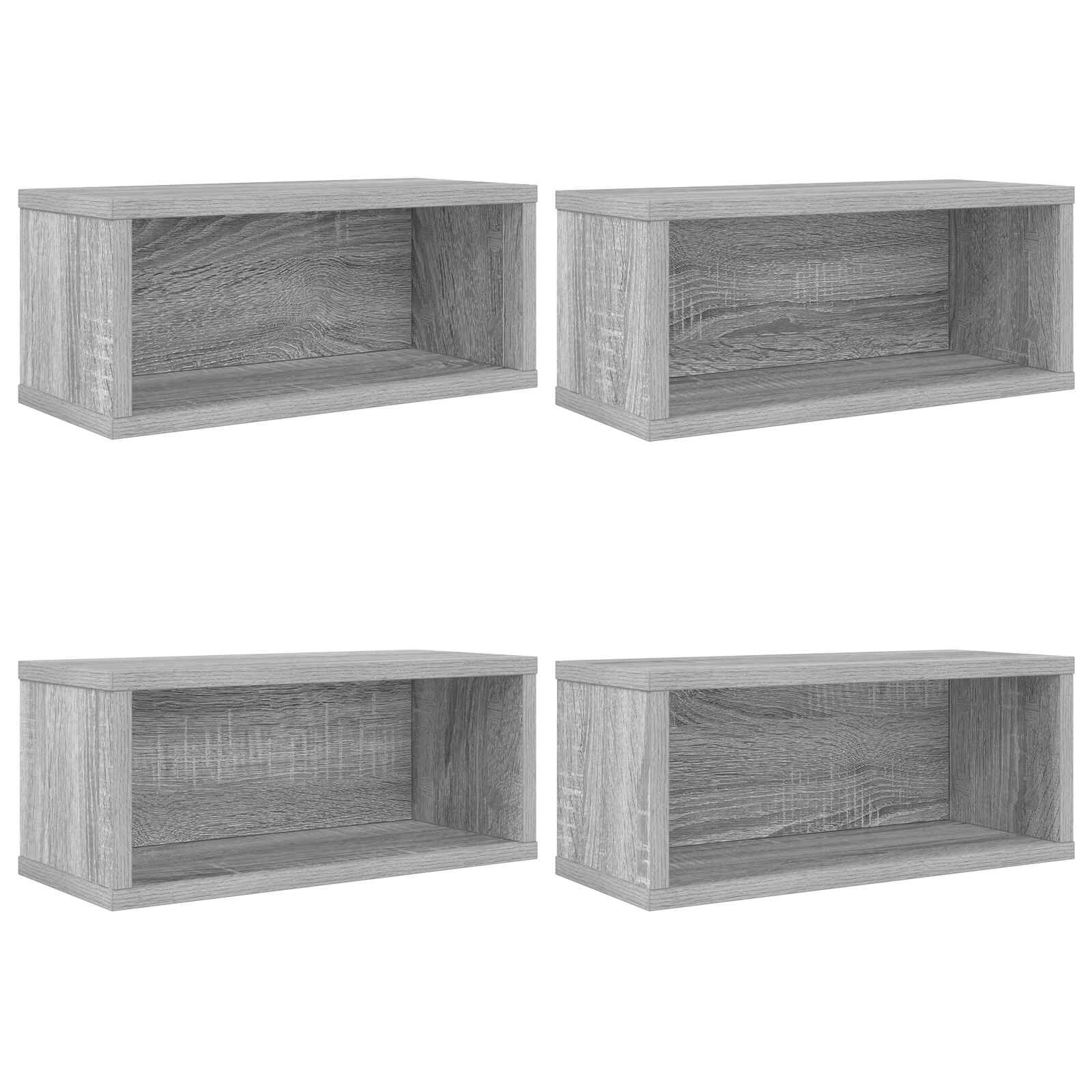 vidaXL CD tároló állvány 4 db Szürke Sonoma 40 x 17 x 17 cm Szerelt Fa