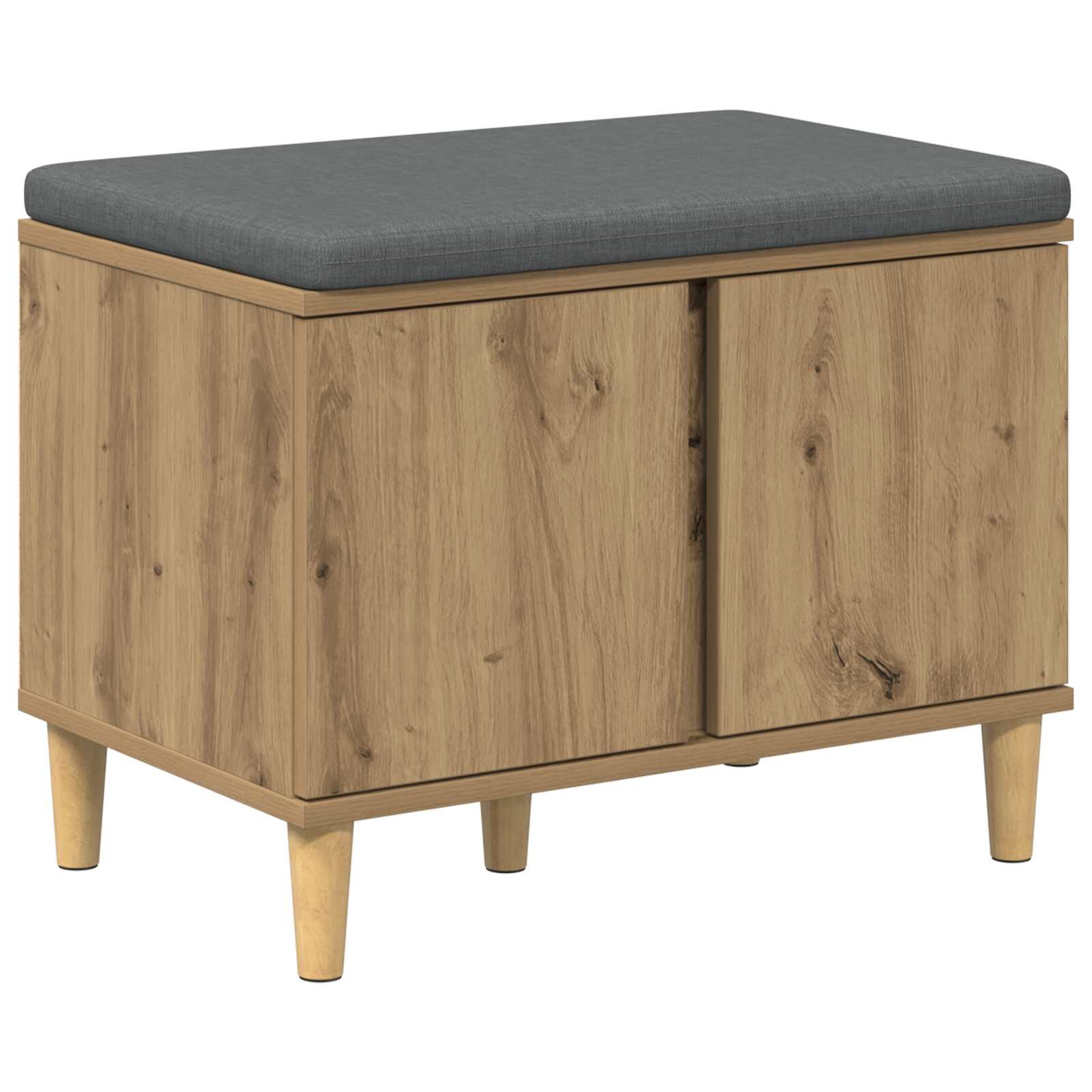 vidaXL Cipőpad Párnával Kézműves Tölgy 60 x 38 x 46 cm Szerelt Fa