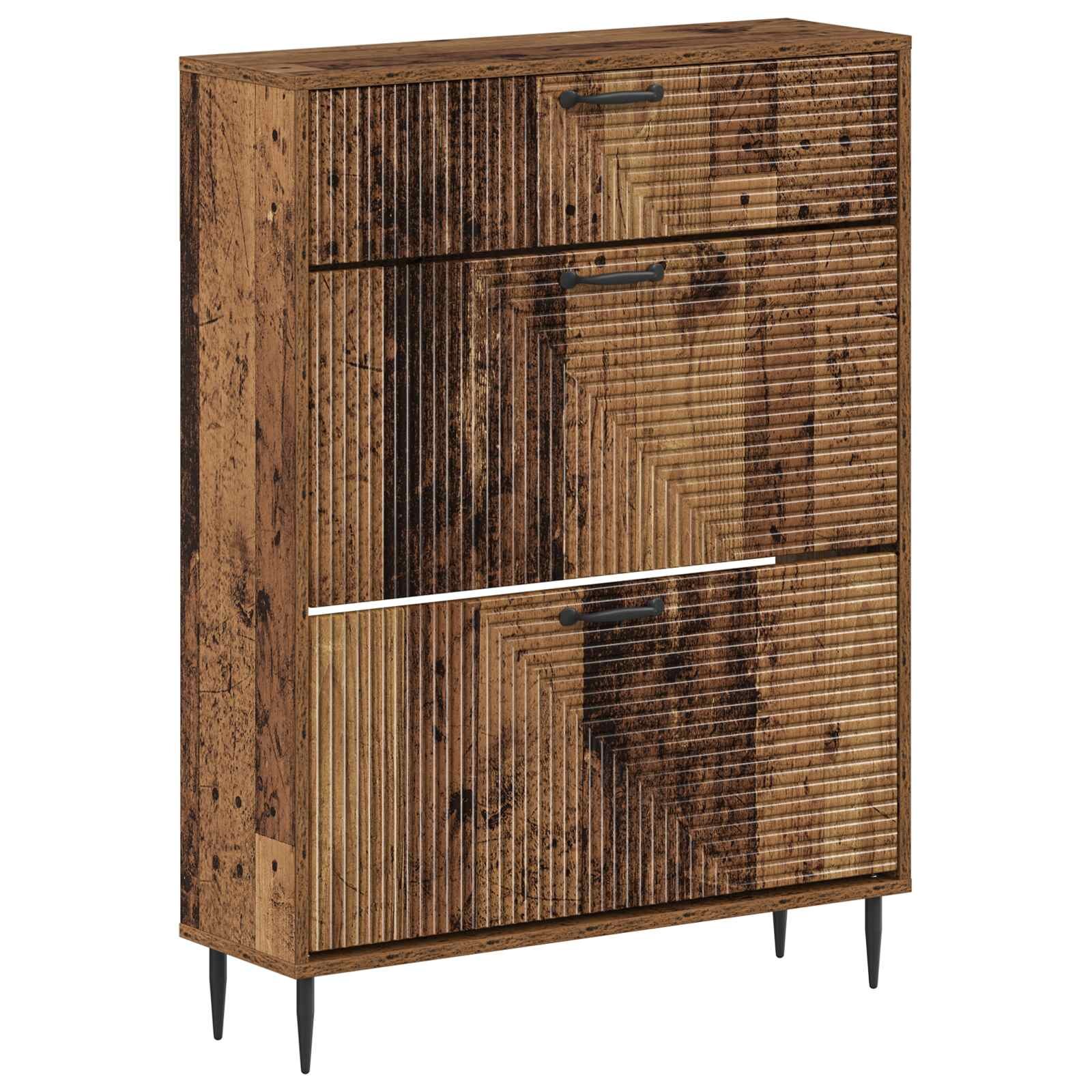 vidaXL Cipőszekrény HAARLEM 78 x 24 x 103 cm Szerelt Fa Antik Fa