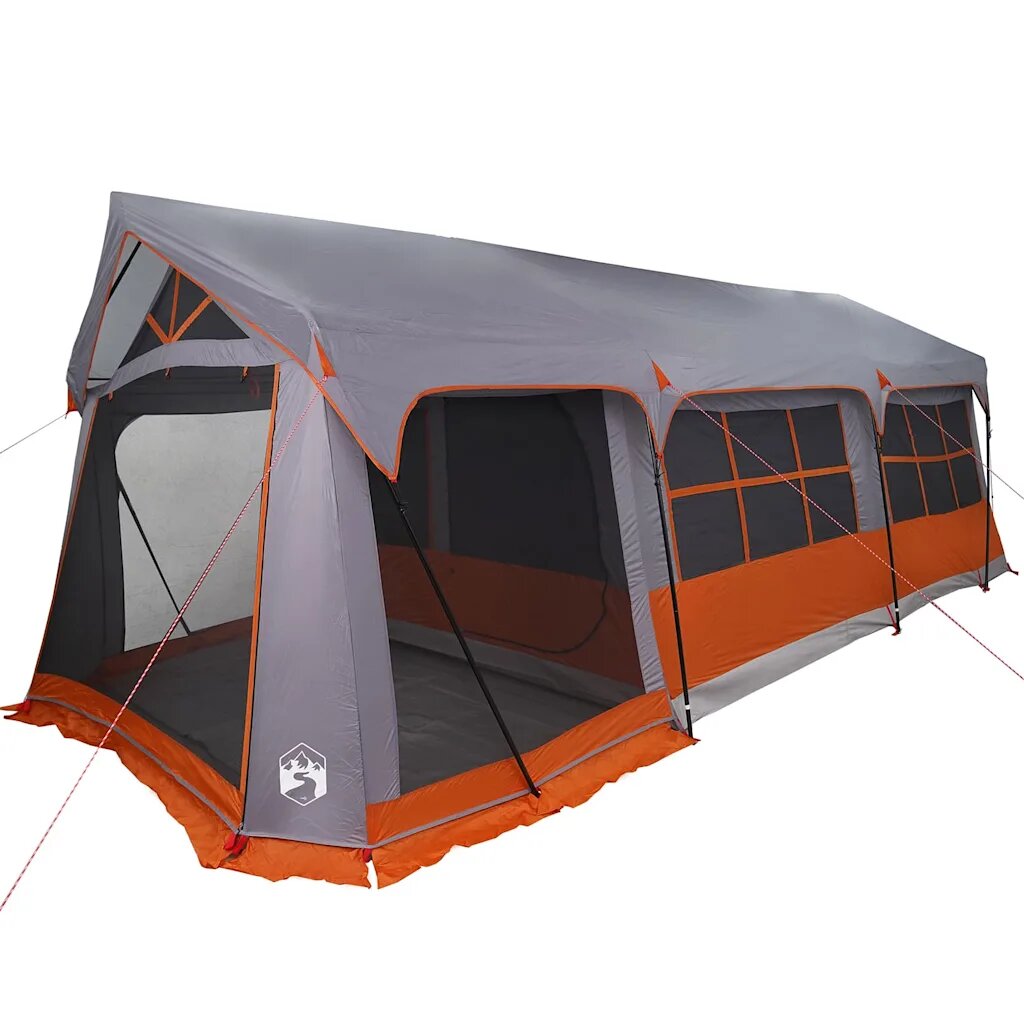 vidaXL Családi Sátor 620 x 322 x 240 cm Poliészter Szürke és narancs