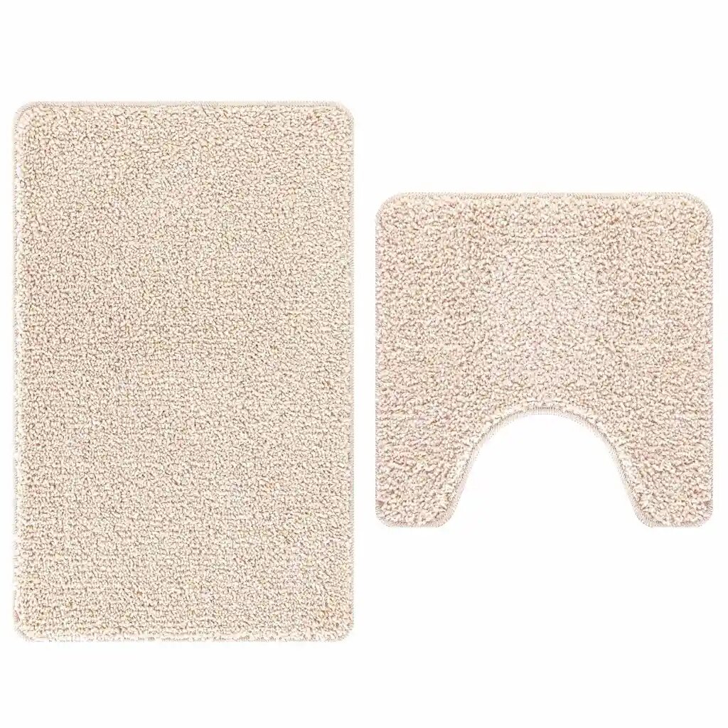 vidaXL Csúszásmentes fürdőszőnyeg készlet 2 db Krémszínű 50 x 50 cm PP
