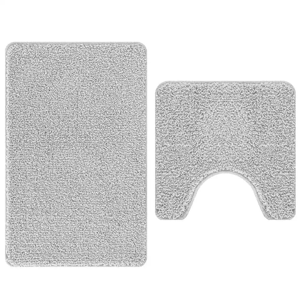 vidaXL Csúszásmentes fürdőszőnyeg készlet 2 db Szürke 50 x 50 cm PP