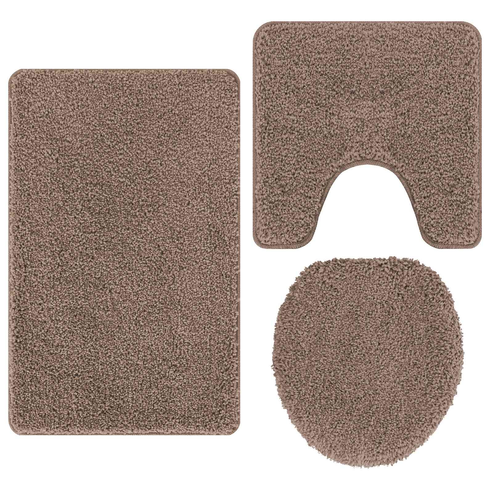 vidaXL Csúszásmentes fürdőszőnyeg készlet 3 db Barna 50 x 80 cm PP