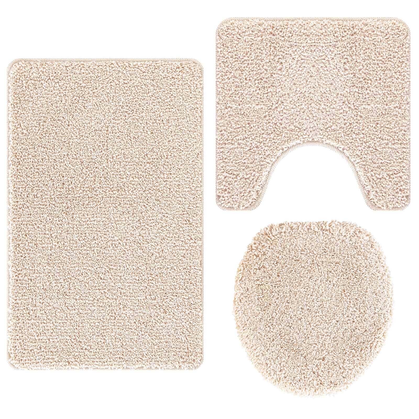 vidaXL Csúszásmentes fürdőszőnyeg készlet 3 db Krém 50 x 80 cm PP