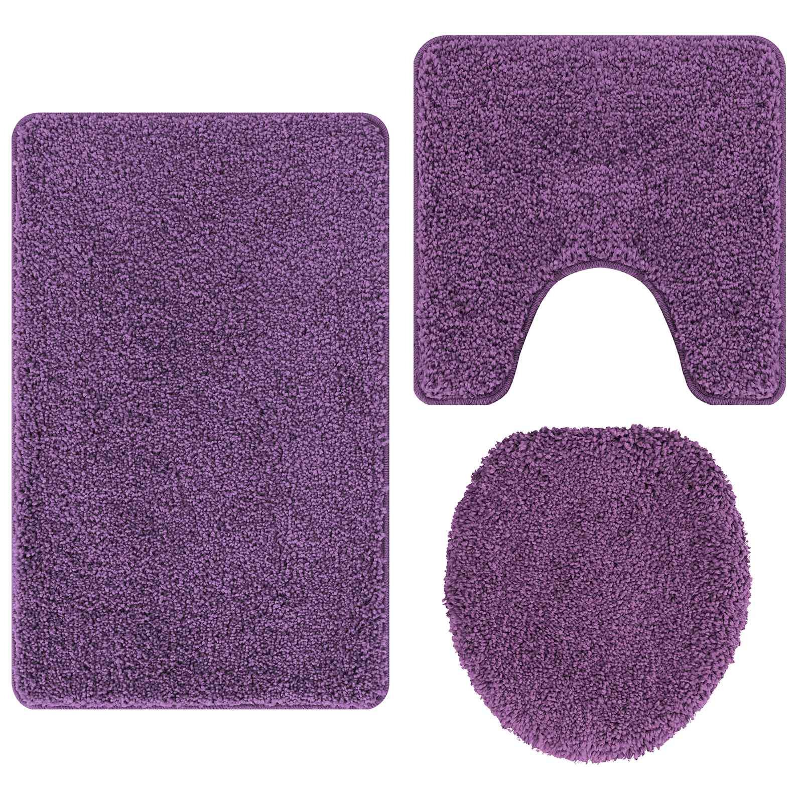 vidaXL Csúszásmentes fürdőszőnyeg készlet 3 db Lila 50 x 80 cm PP