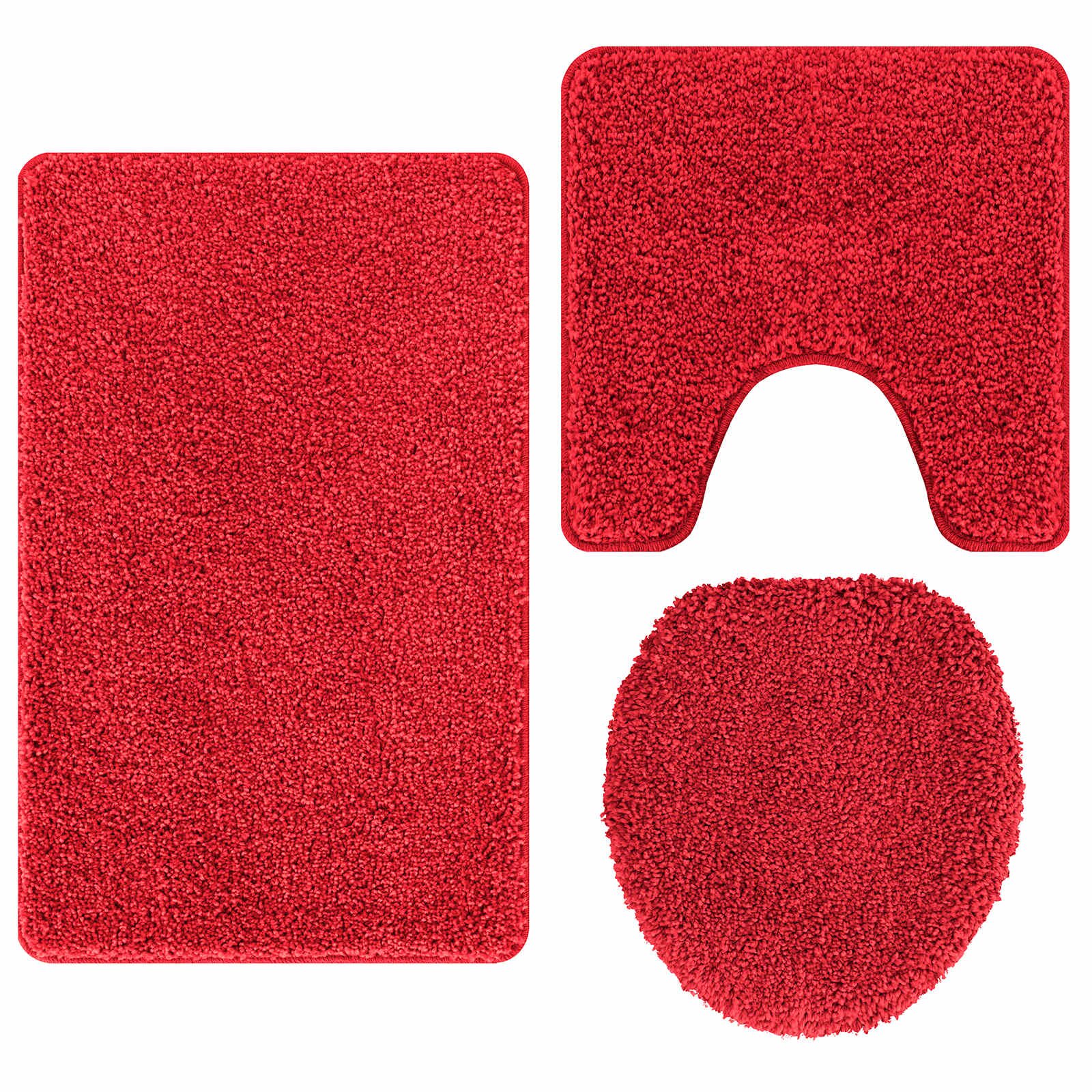 vidaXL Csúszásmentes fürdőszőnyeg készlet 3 db Piros 50 x 80 cm PP