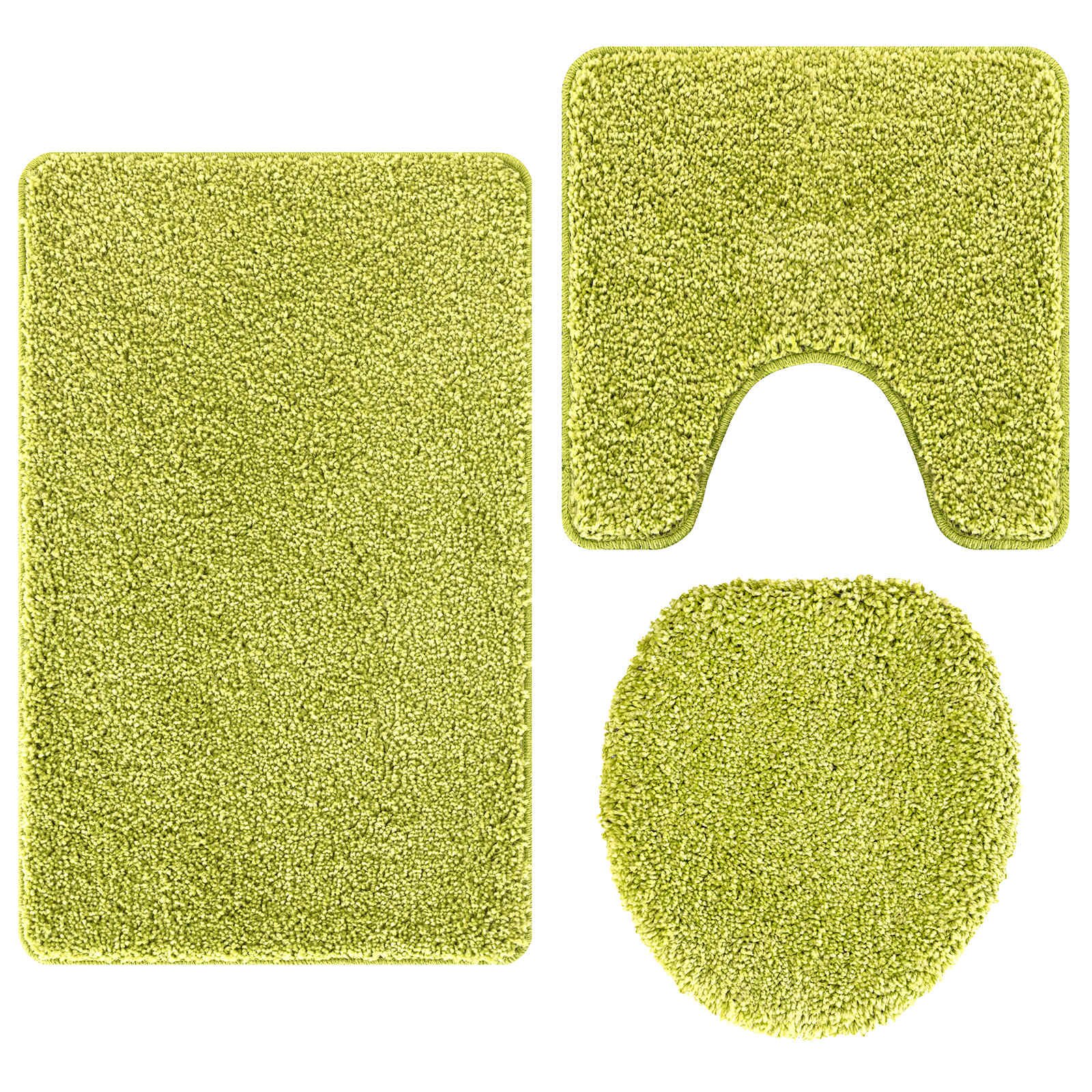 vidaXL Csúszásmentes fürdőszőnyeg készlet 3 db Zöld 50 x 80 cm PP