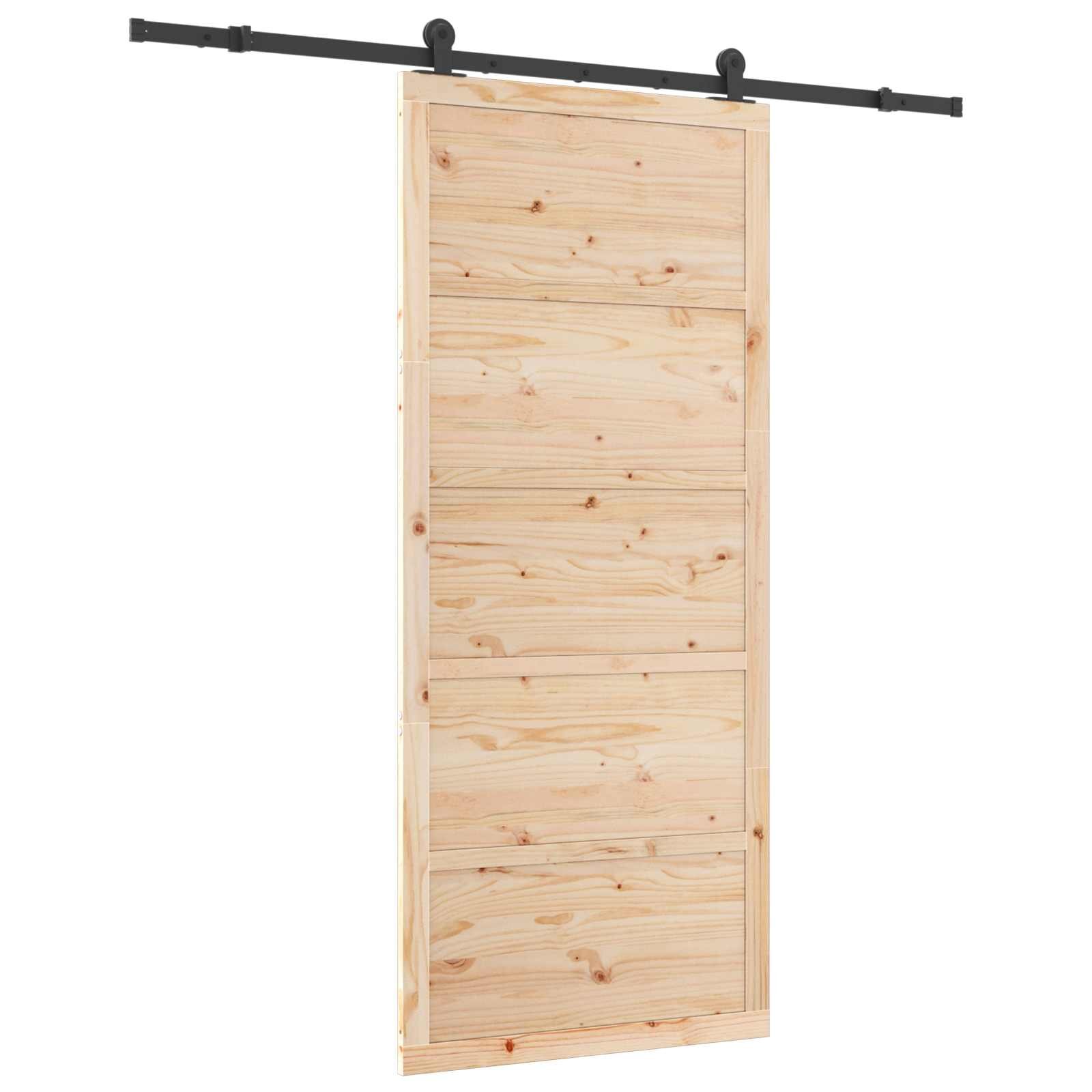 vidaXL Csúszó ajtó 100 x 208 cm Tömör Fenyőfa Természetes