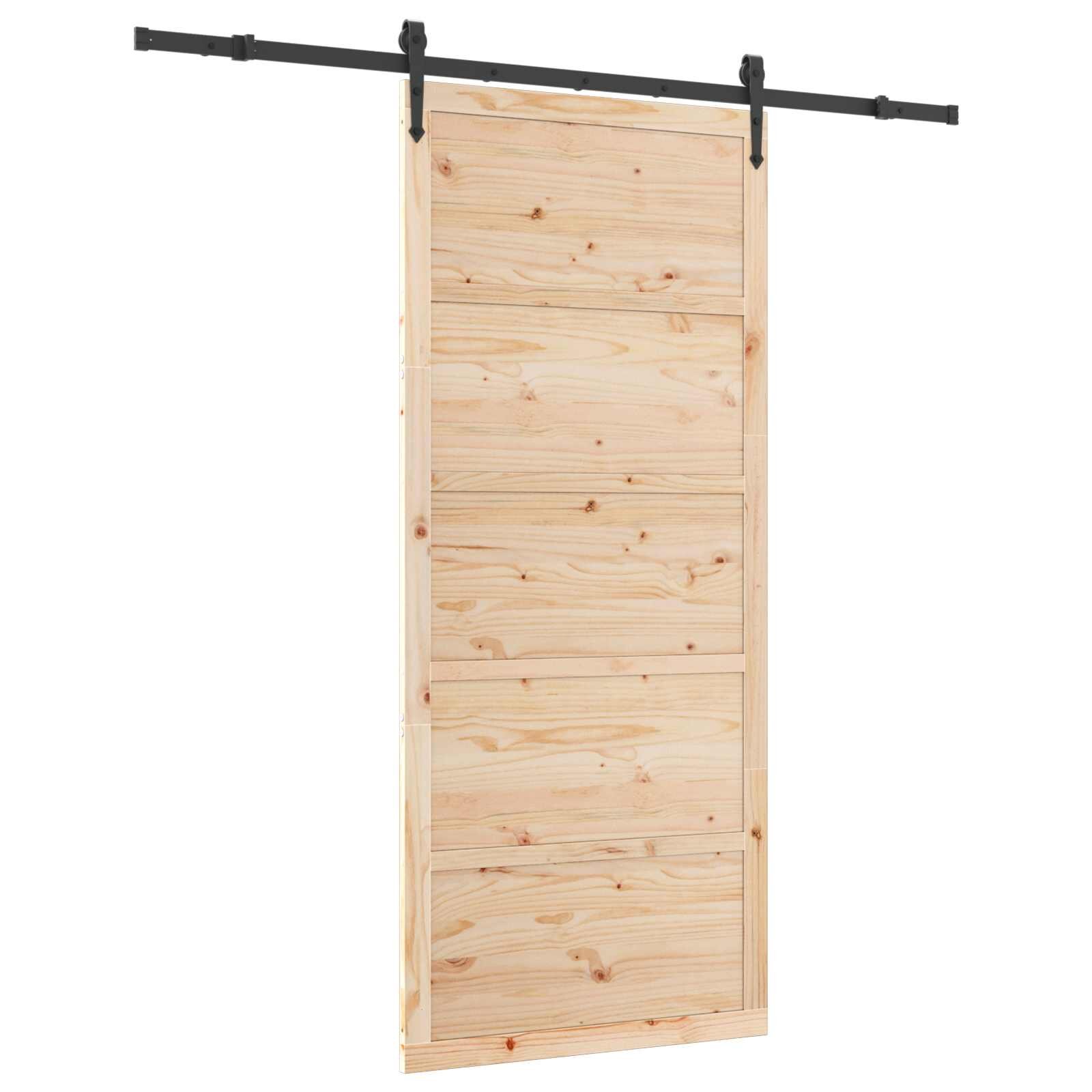 vidaXL Csúszó ajtó 100 x 208 cm Tömör Fenyőfa Természetes