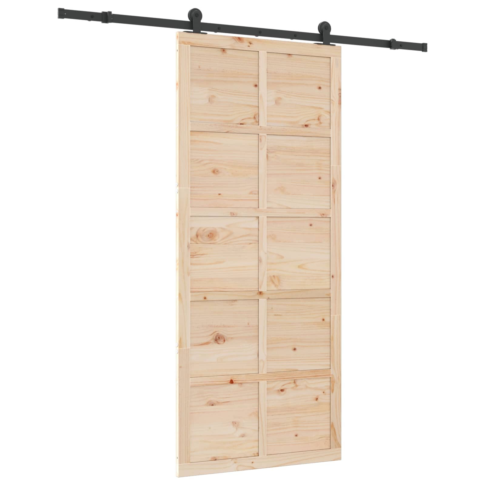 vidaXL Csúszó ajtó 100 x 208 cm Tömör Fenyőfa Természetes
