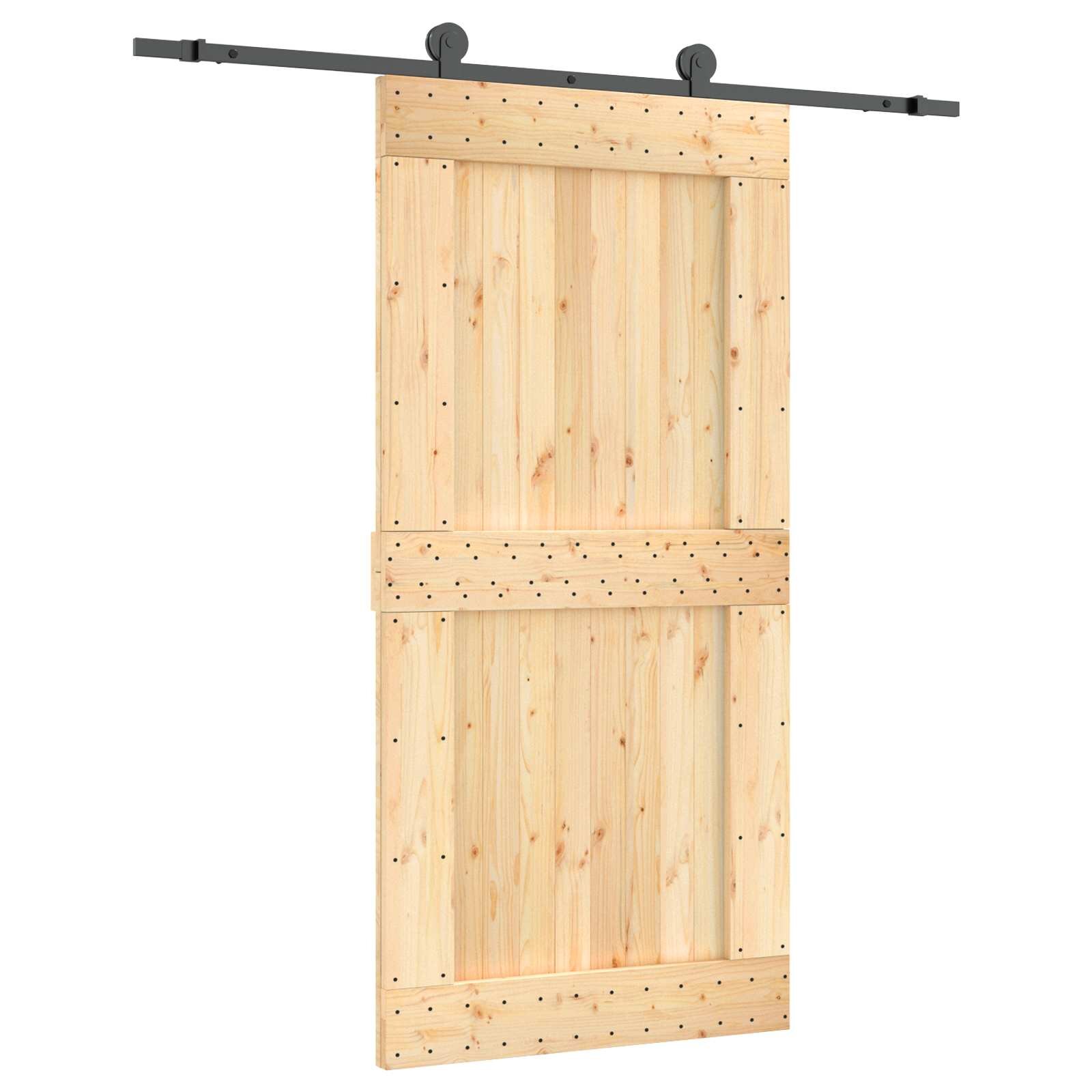 vidaXL Csúszó ajtó 100 x 210 cm Szilárd Fenyőfa (Nem Kezelt)