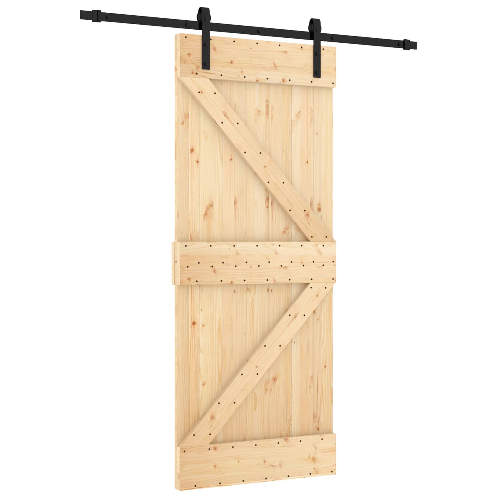 vidaXL Csúszó ajtó 85 x 210 cm Szilárd Fenyőfa (Nem Kezelt)