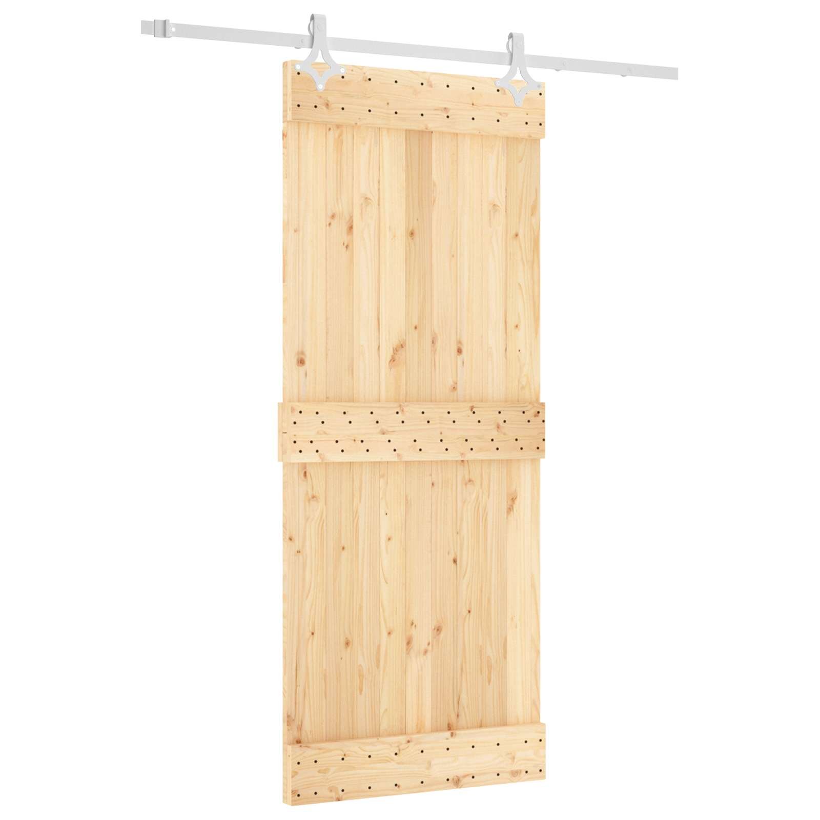 vidaXL Csúszó ajtó 85 x 210 cm Szilárd Fenyőfa (Nem Kezelt)