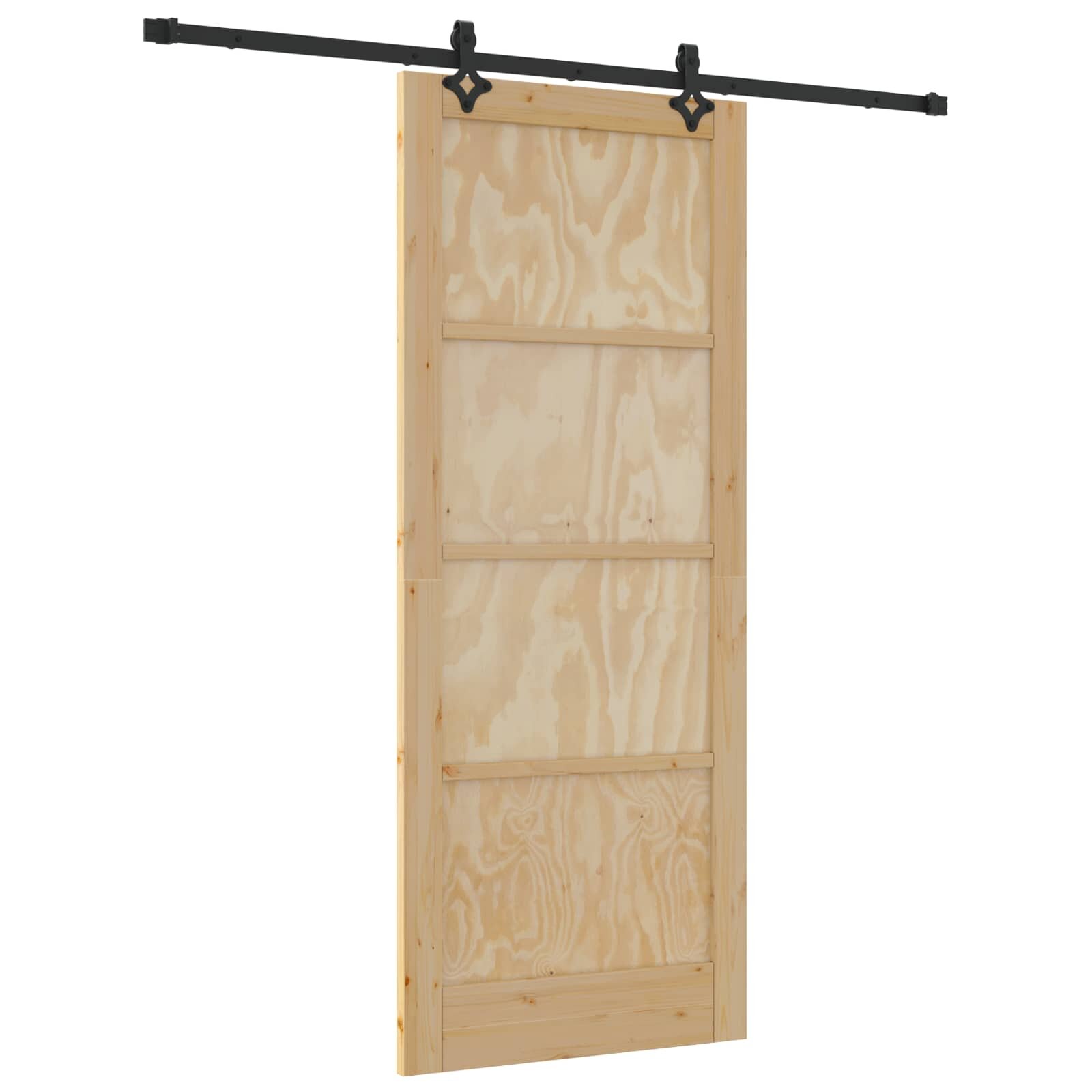 vidaXL Csúszó ajtó 86 x 211 cm Szerelt Fa Természetes és Fekete