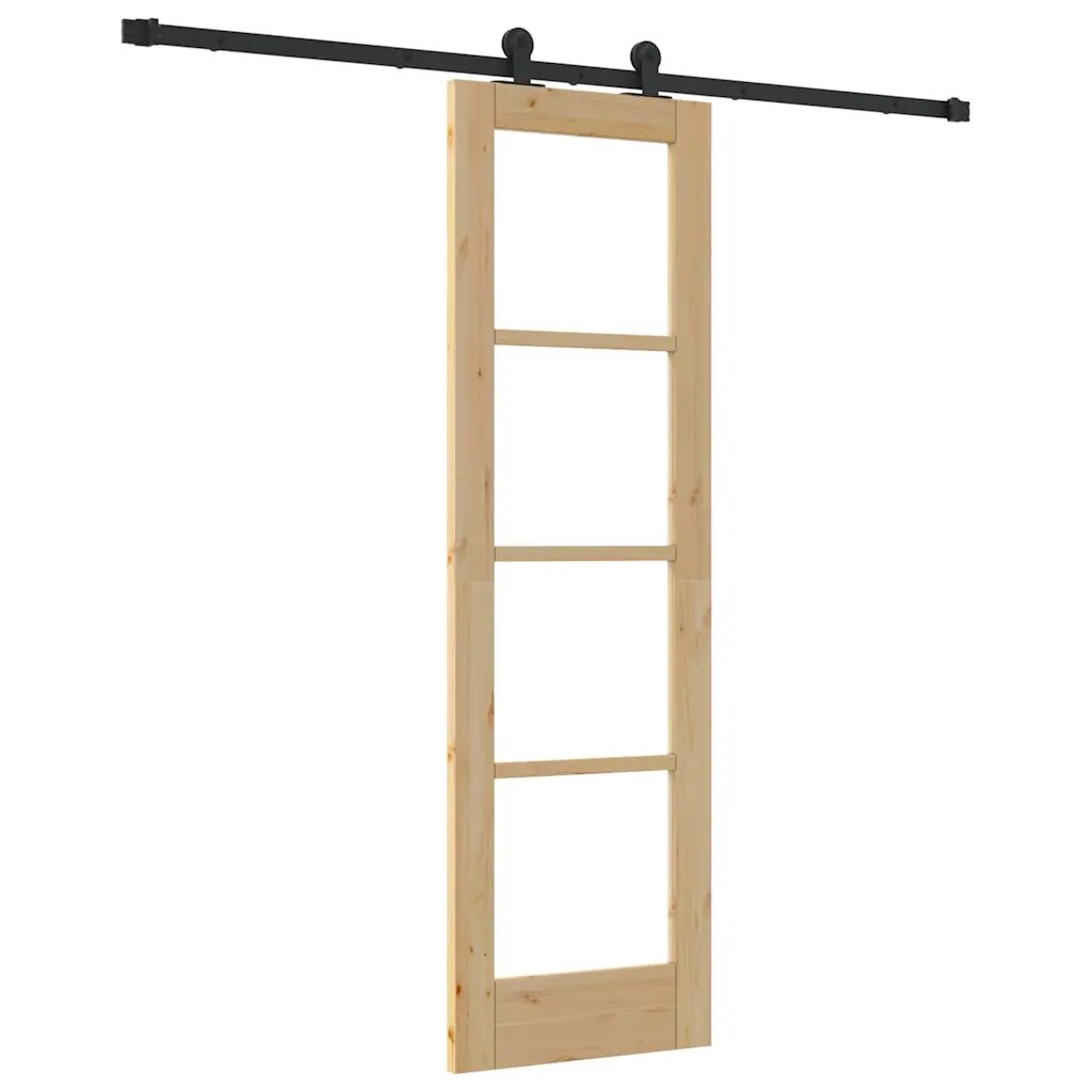 vidaXL Csúszó ajtó ORKDAL 61 x 1985 cm Tömör fenyőfa és üveg