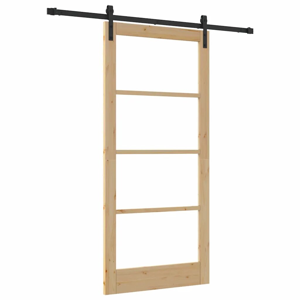 vidaXL Csúszó ajtó ORKDAL Természetes és fekete 93 x 202 cm