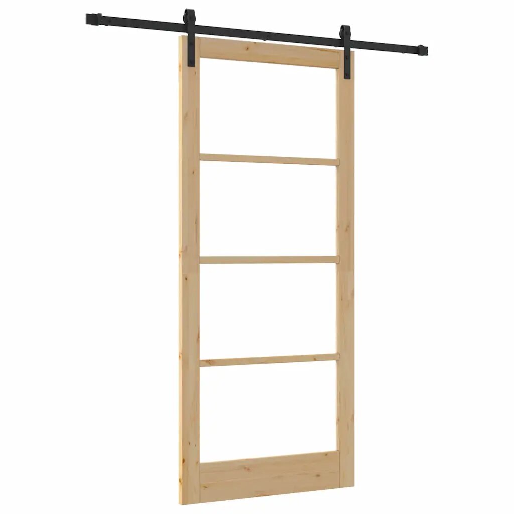 vidaXL Csúszó ajtó ORKDAL Természetes és fekete 93 x 211 cm